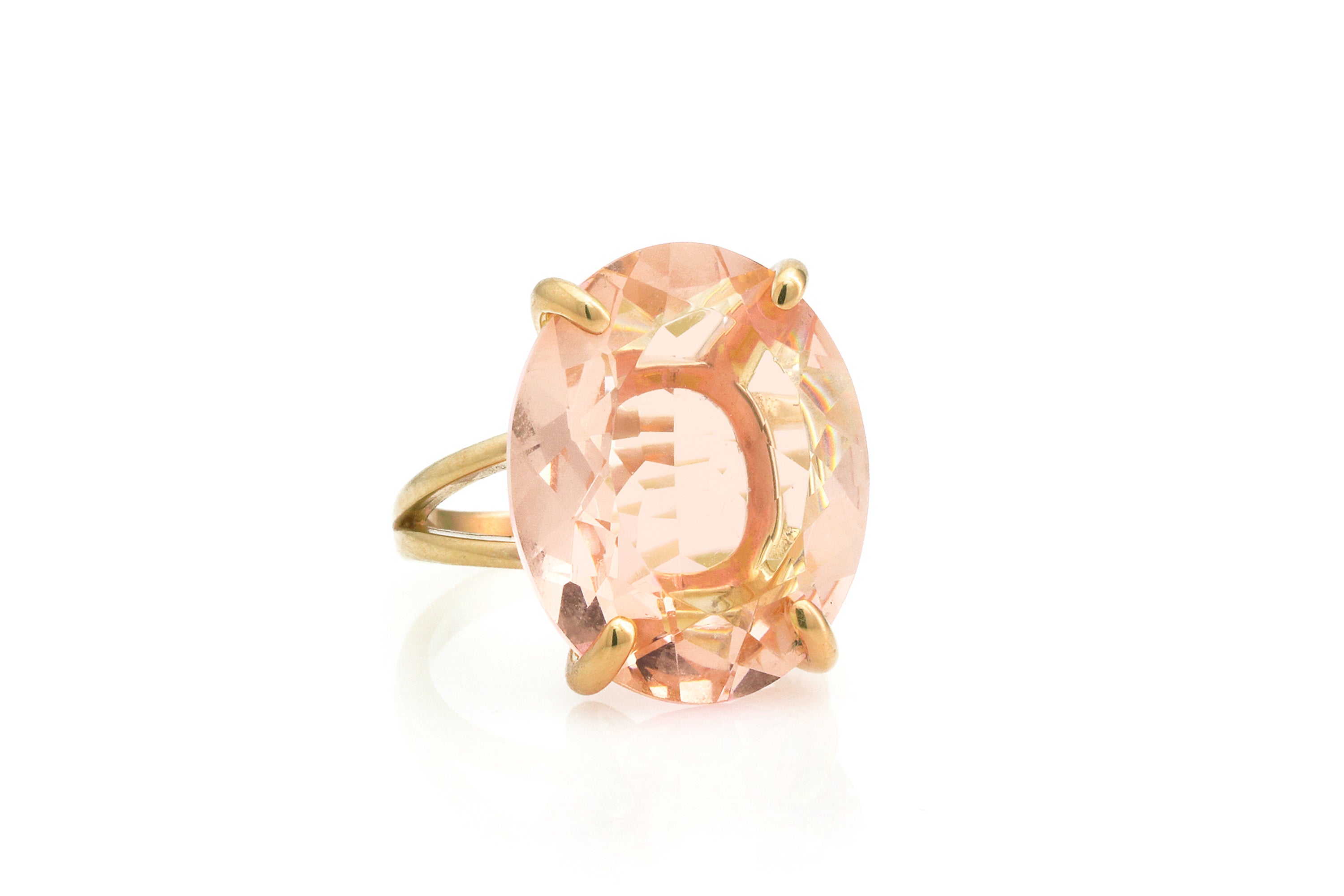 Oval Morganite Gemstone 14k Gold Ring Rings Anemone Jewelry