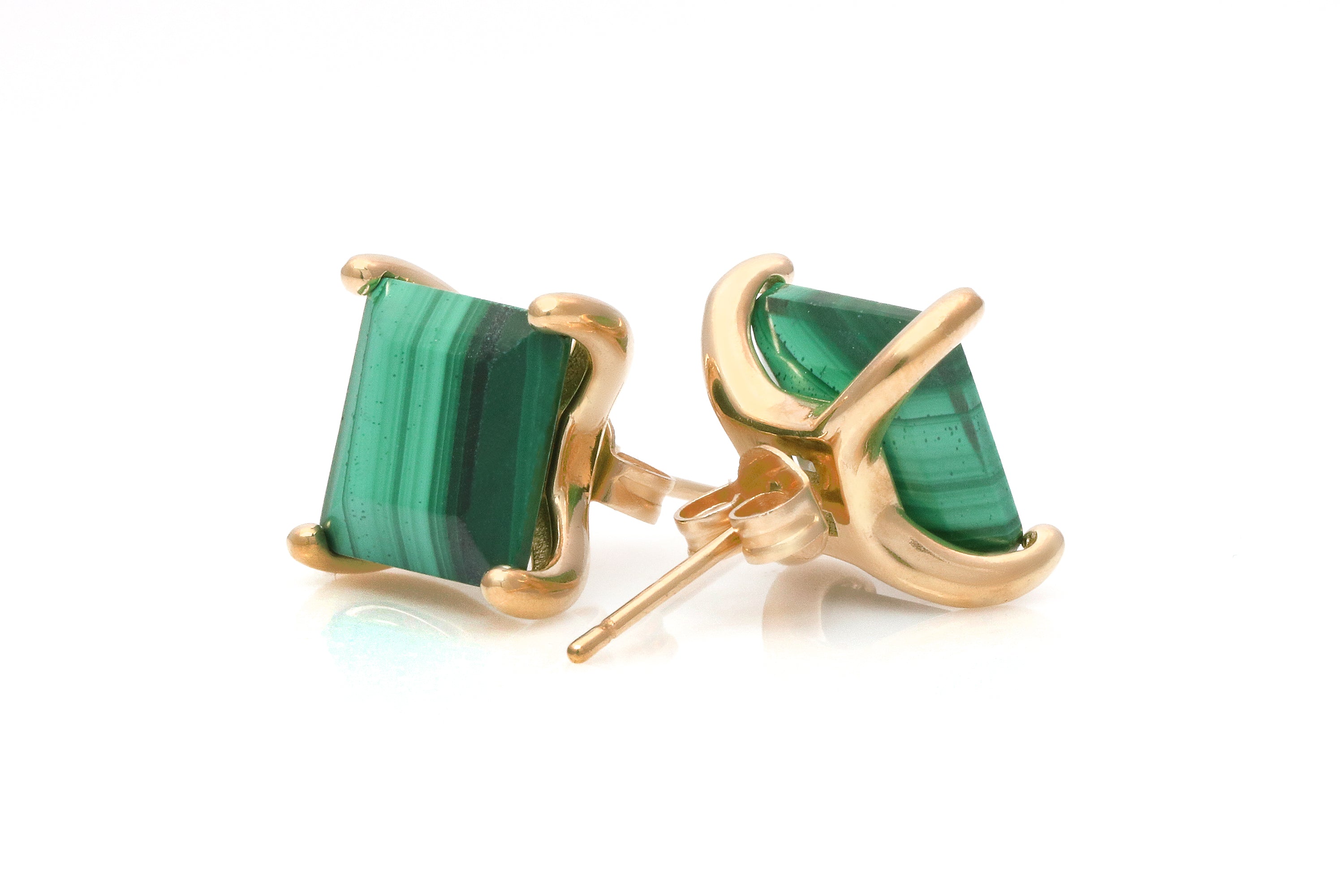 Vibrant Malachite Earrings in Gold Earrings Anemone Unique