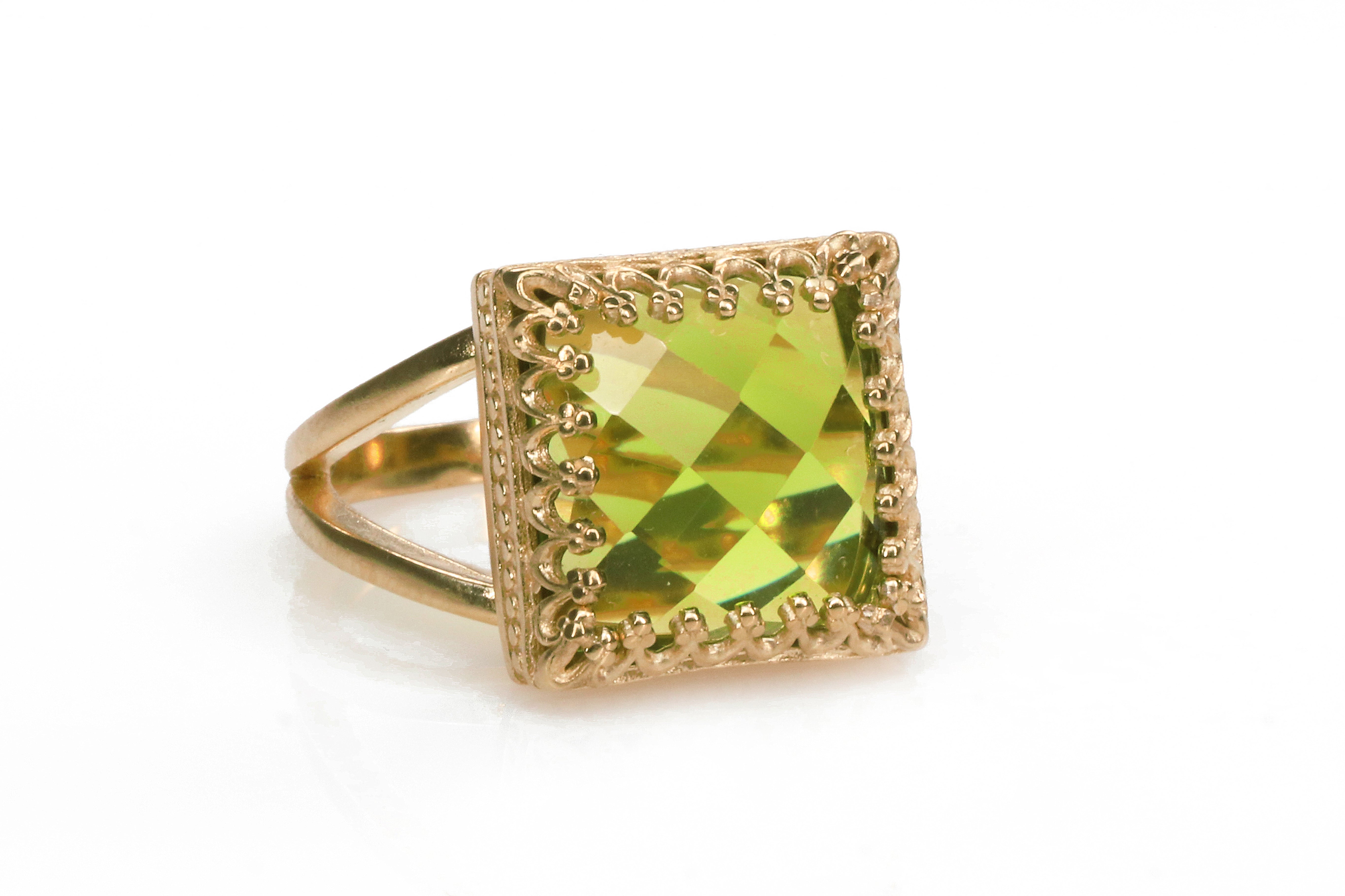 Dainty Peridot Ring in 14k Rose Gold-filled Band Rings Anemone Jewelry