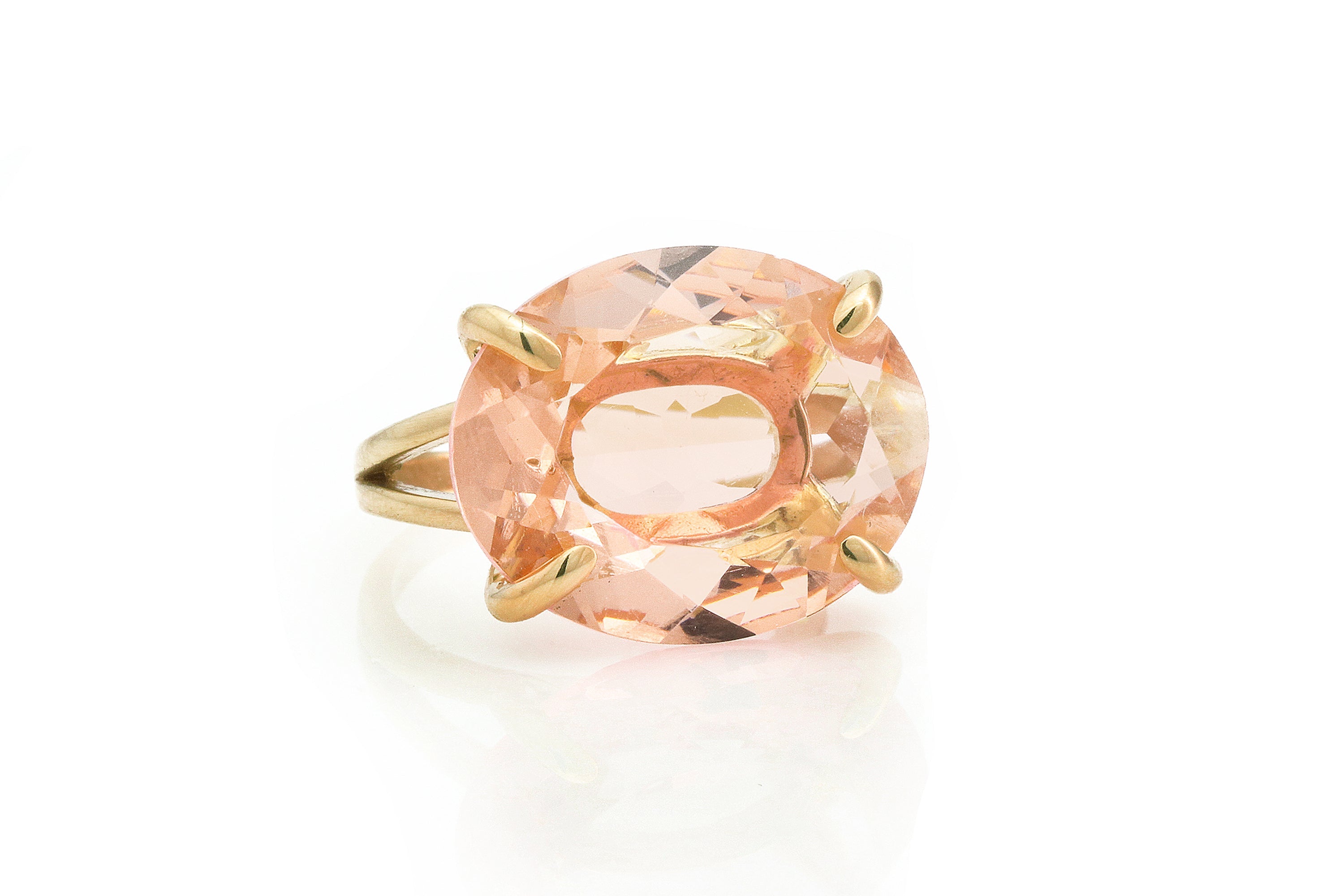 Handcrafted Statement Oval Morganite Ring in Rose Gold Rings Anemone Jewelry
