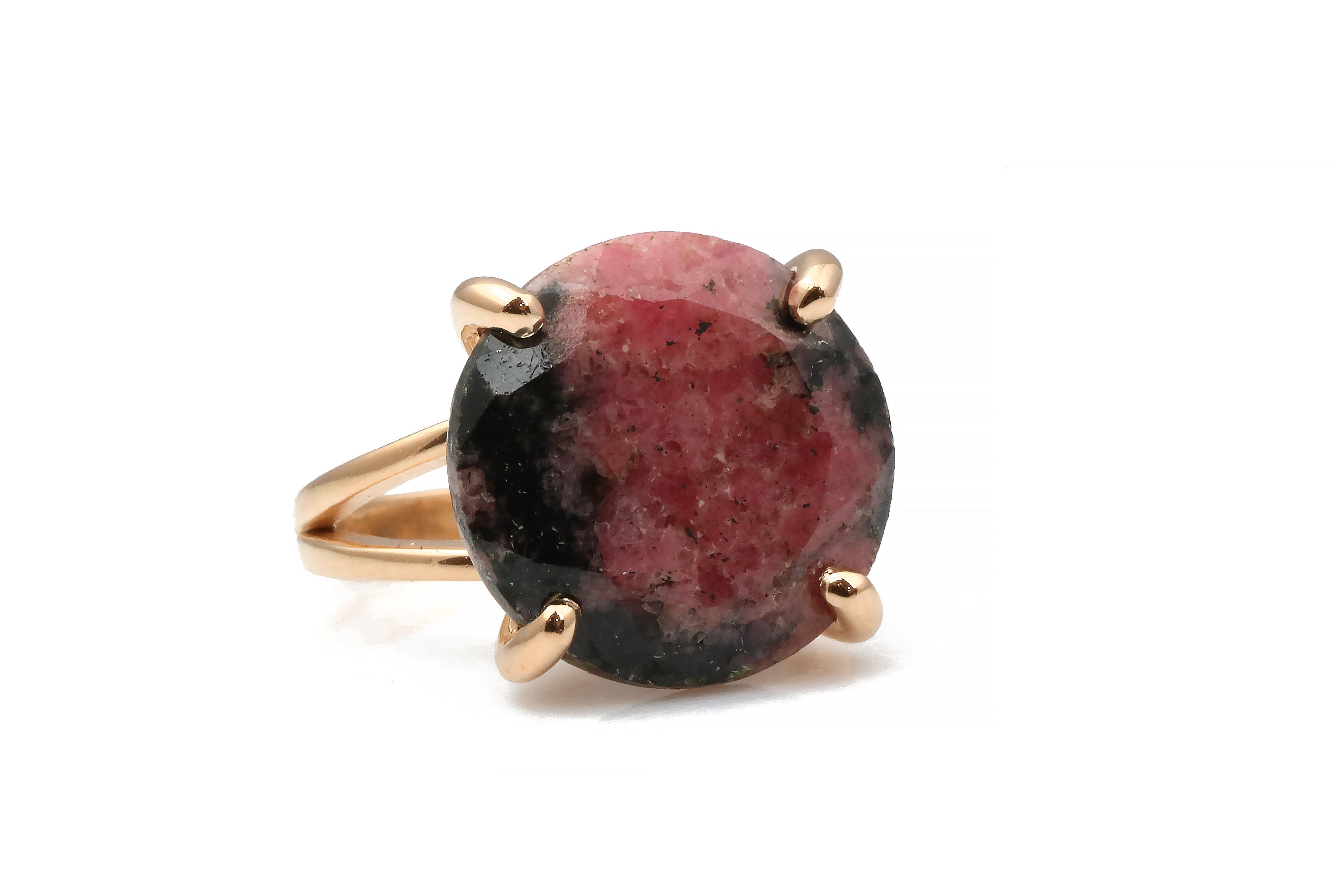 Round Rhodonite Ring in 14k Rose Gold-filled Band Rings Anemone Jewelry