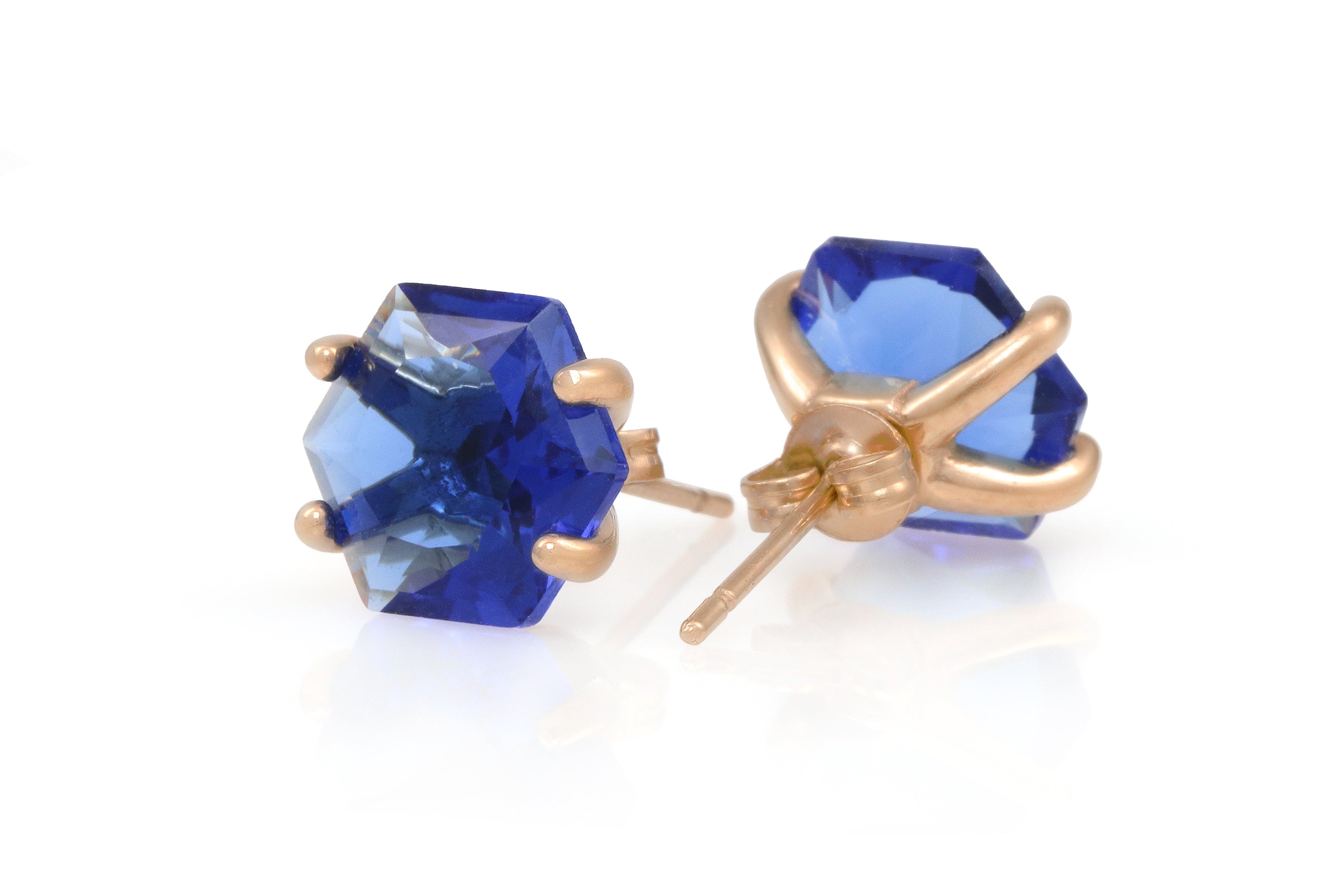 Elegant Blue Sapphire Earrings in Gold Earrings Anemone Unique