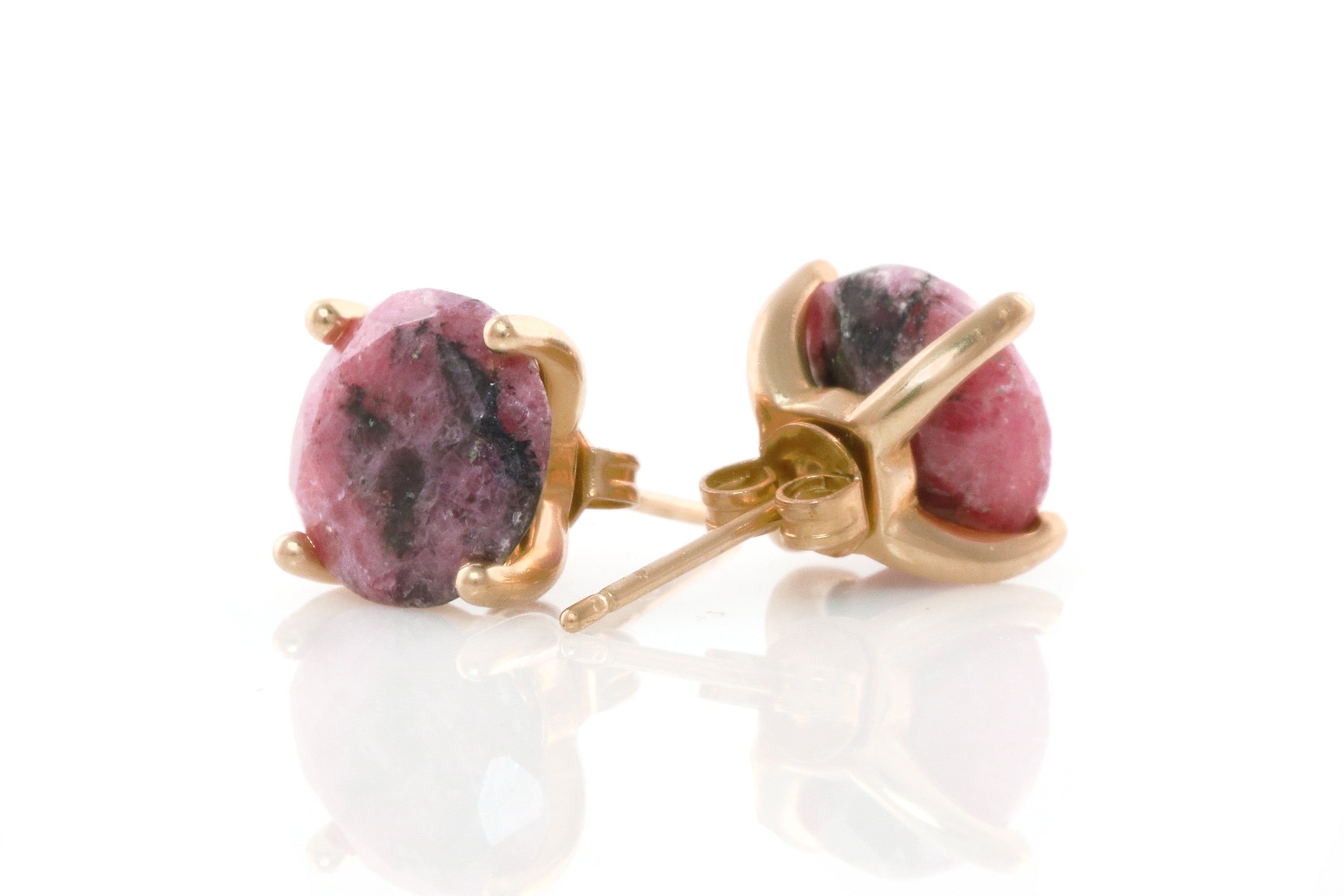 Rosy Rhodonite Stone Gold Earrings Earrings Anemone Unique