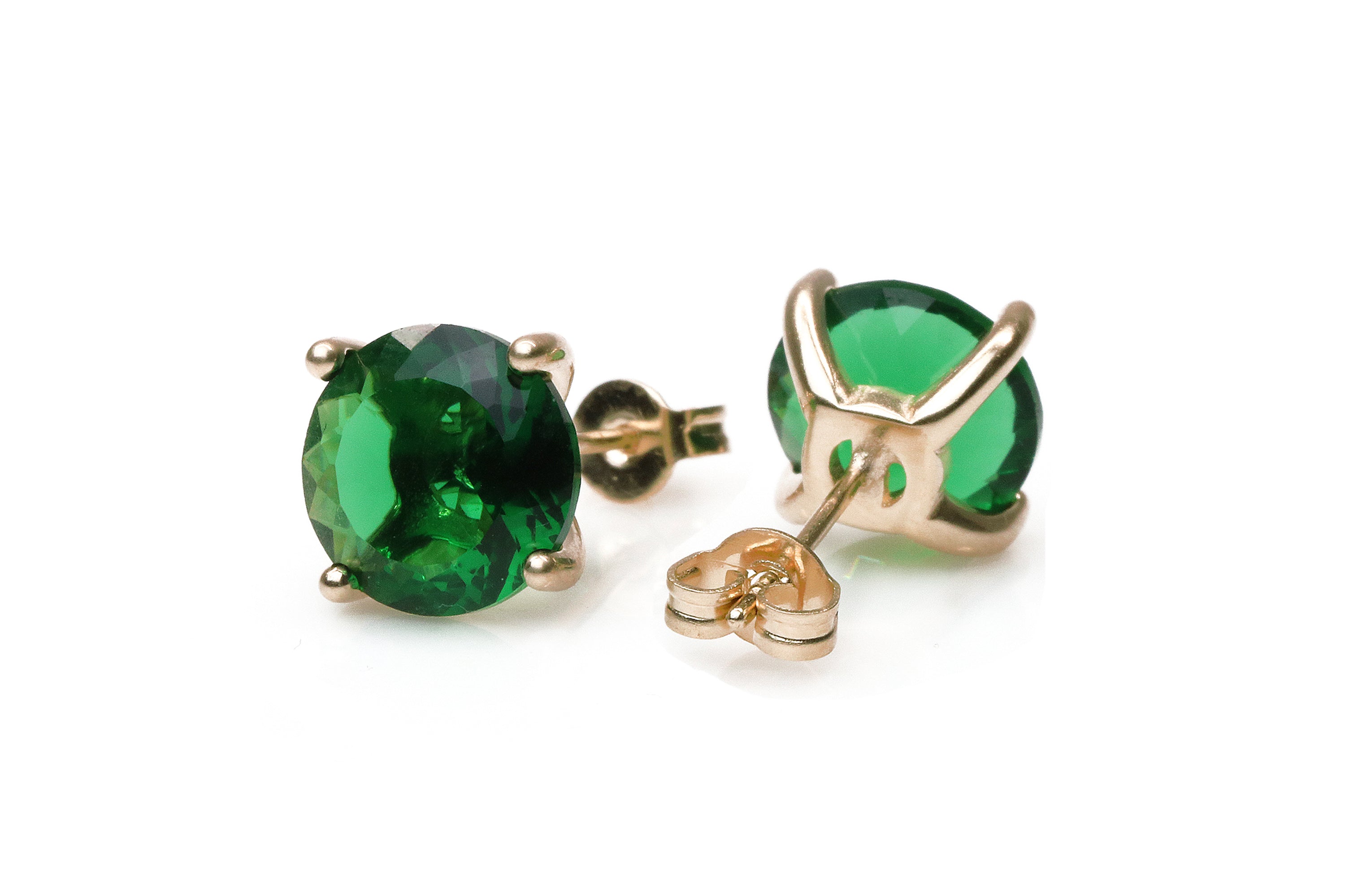 Stunning Round Emerald Gold Stud Earrings Earrings Anemone Unique
