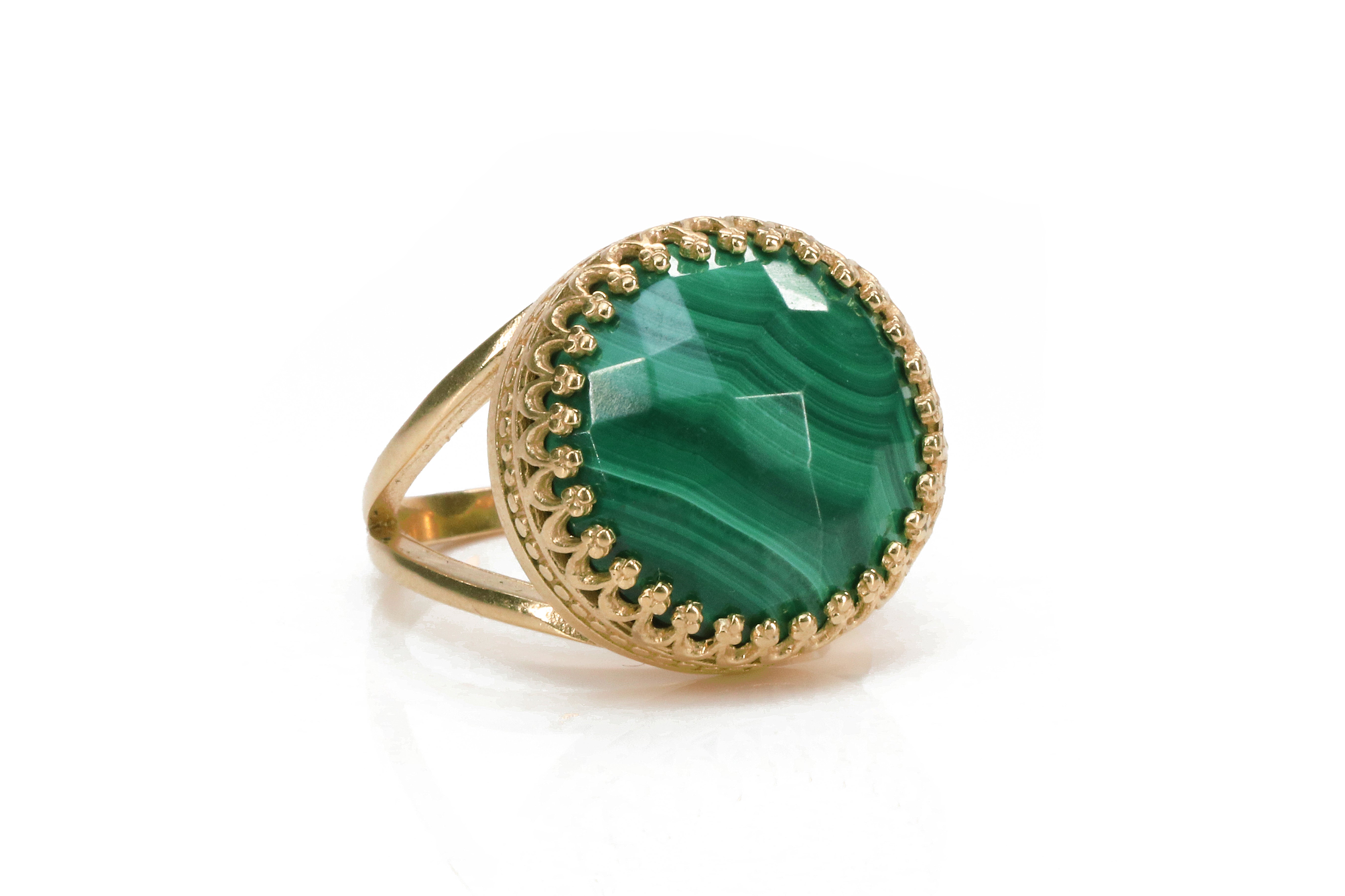 Banded Malachite Ring in 14k Gold Rings Anemone Jewelry