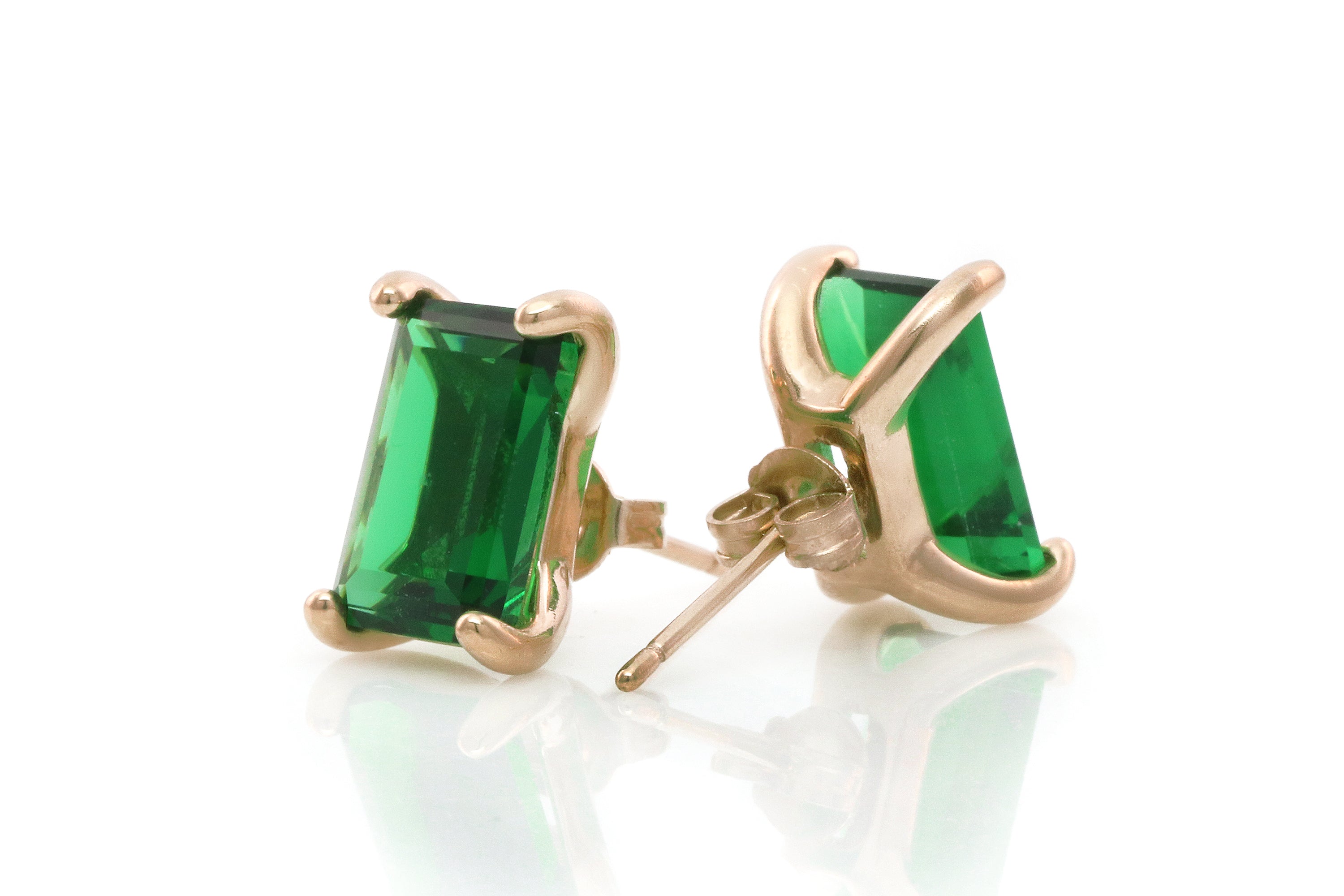 Green Emerald Stud Earrings in Gold Earrings Anemone Unique
