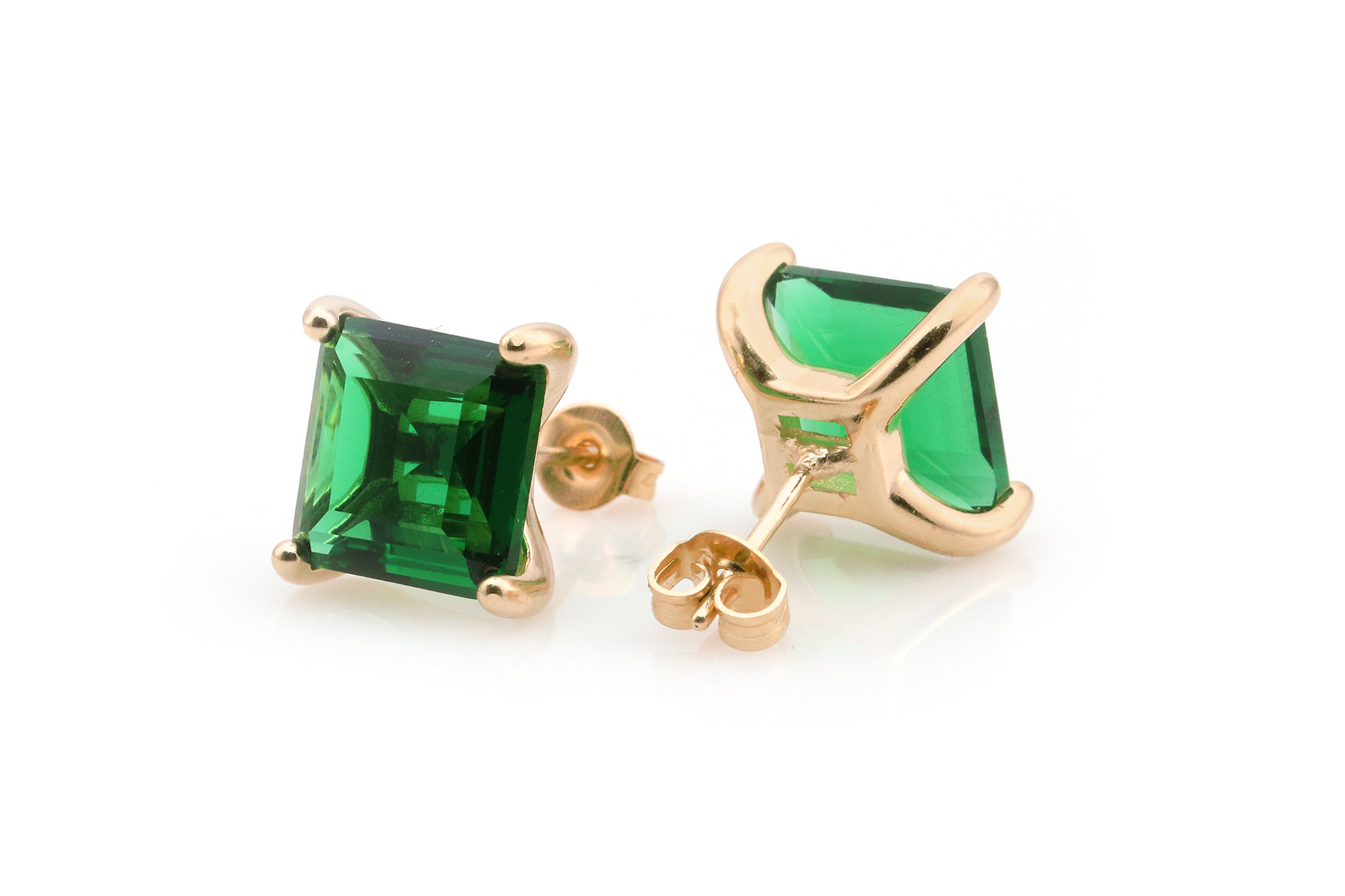 Vibrant Emerald Gold Earrings Earrings Anemone Unique