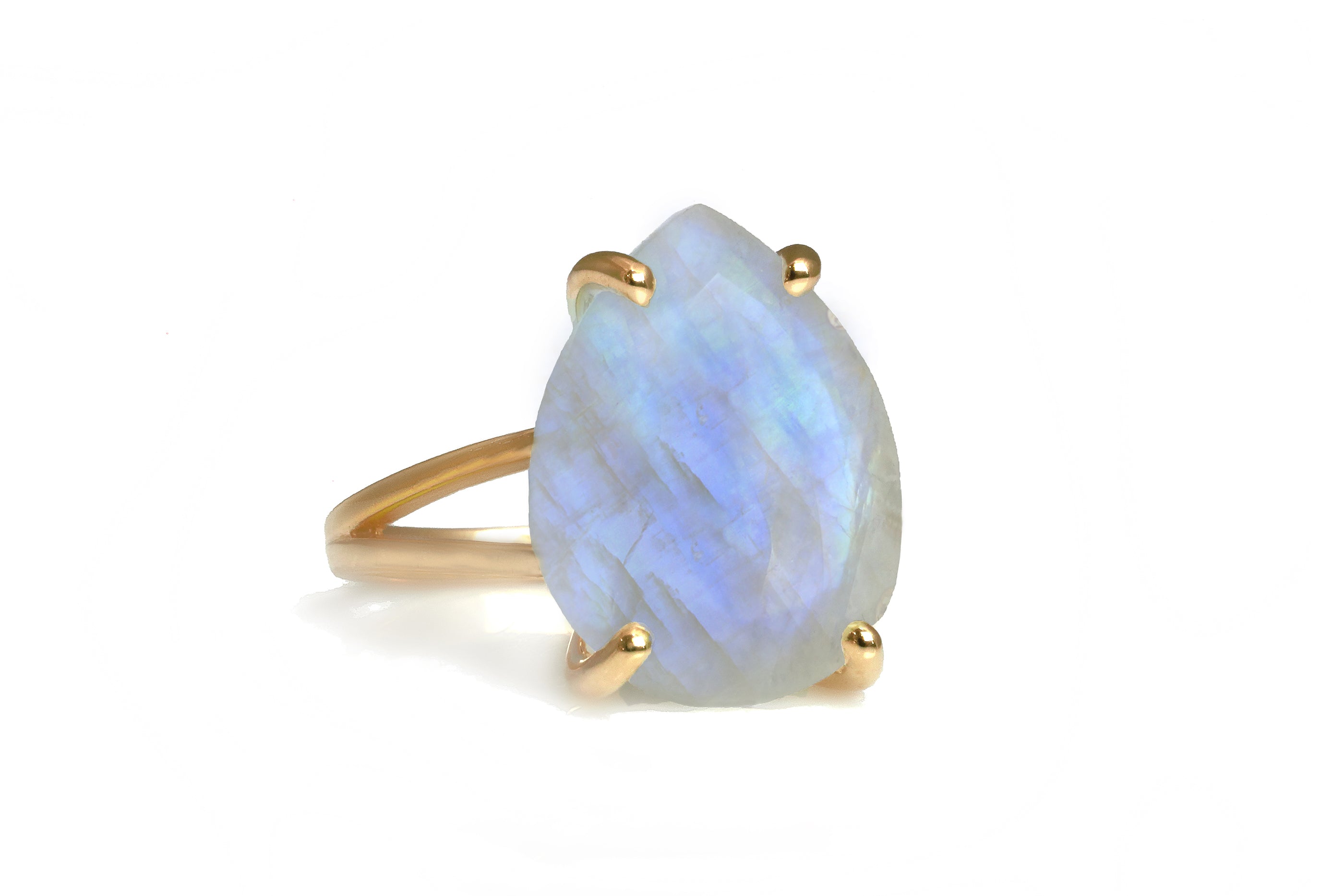 Teardrop Moonstone Rose Gold Statement Ring Rings Anemone Jewelry