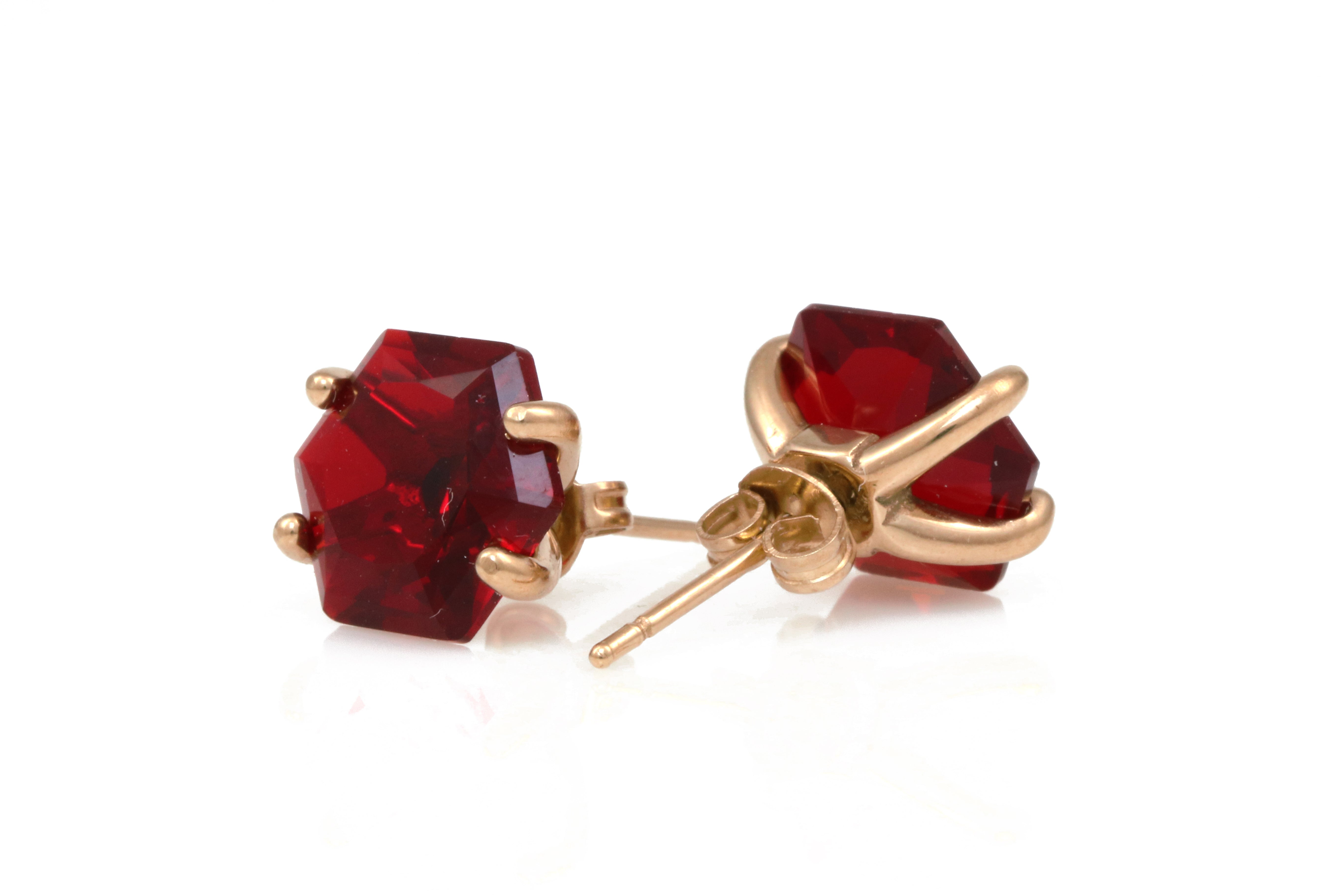 Vibrant Garnet Earrings in Gold Earrings Anemone Unique
