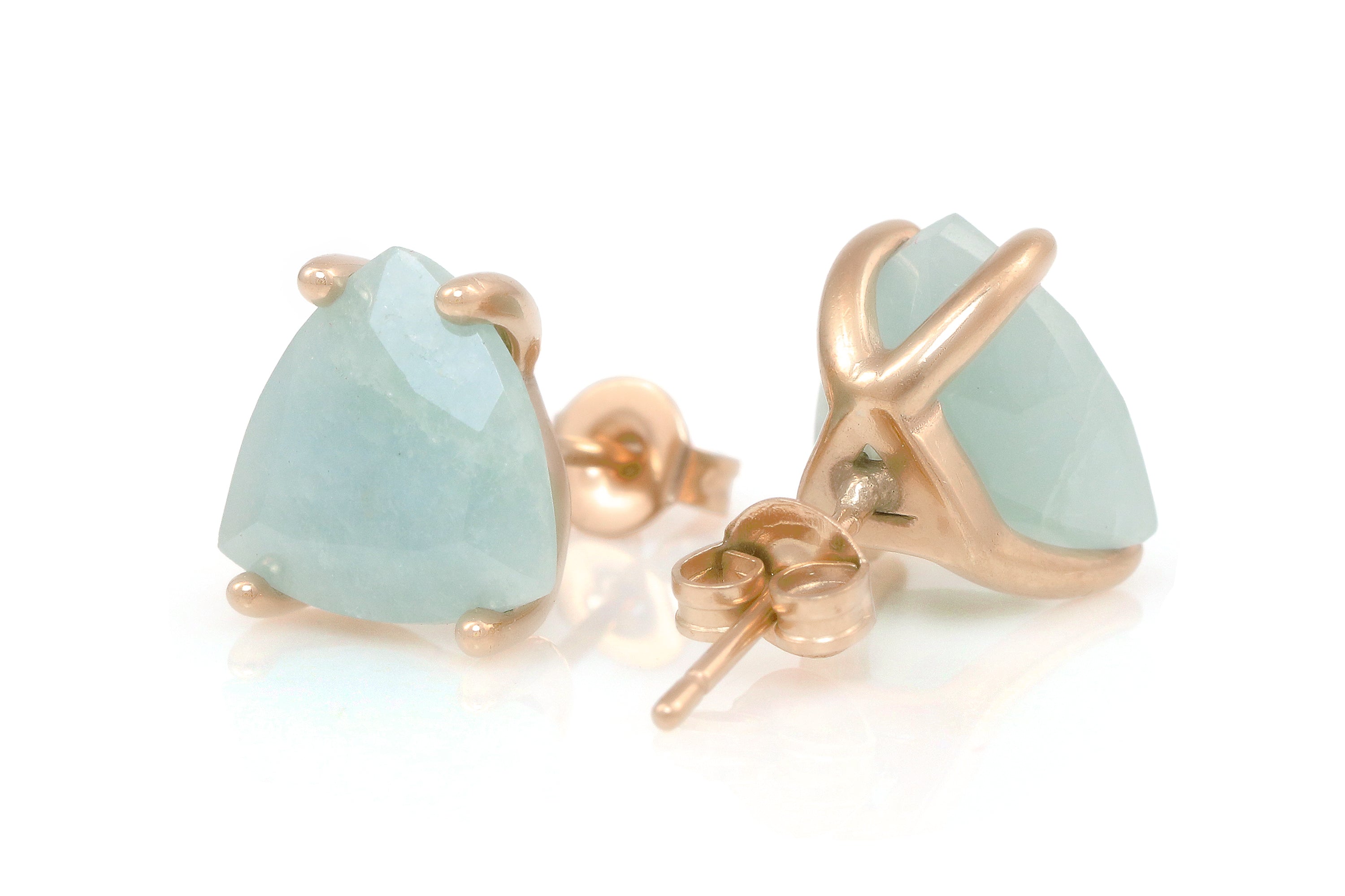 Chic Gold Aquamarine Stud Earrings Earrings Anemone Unique