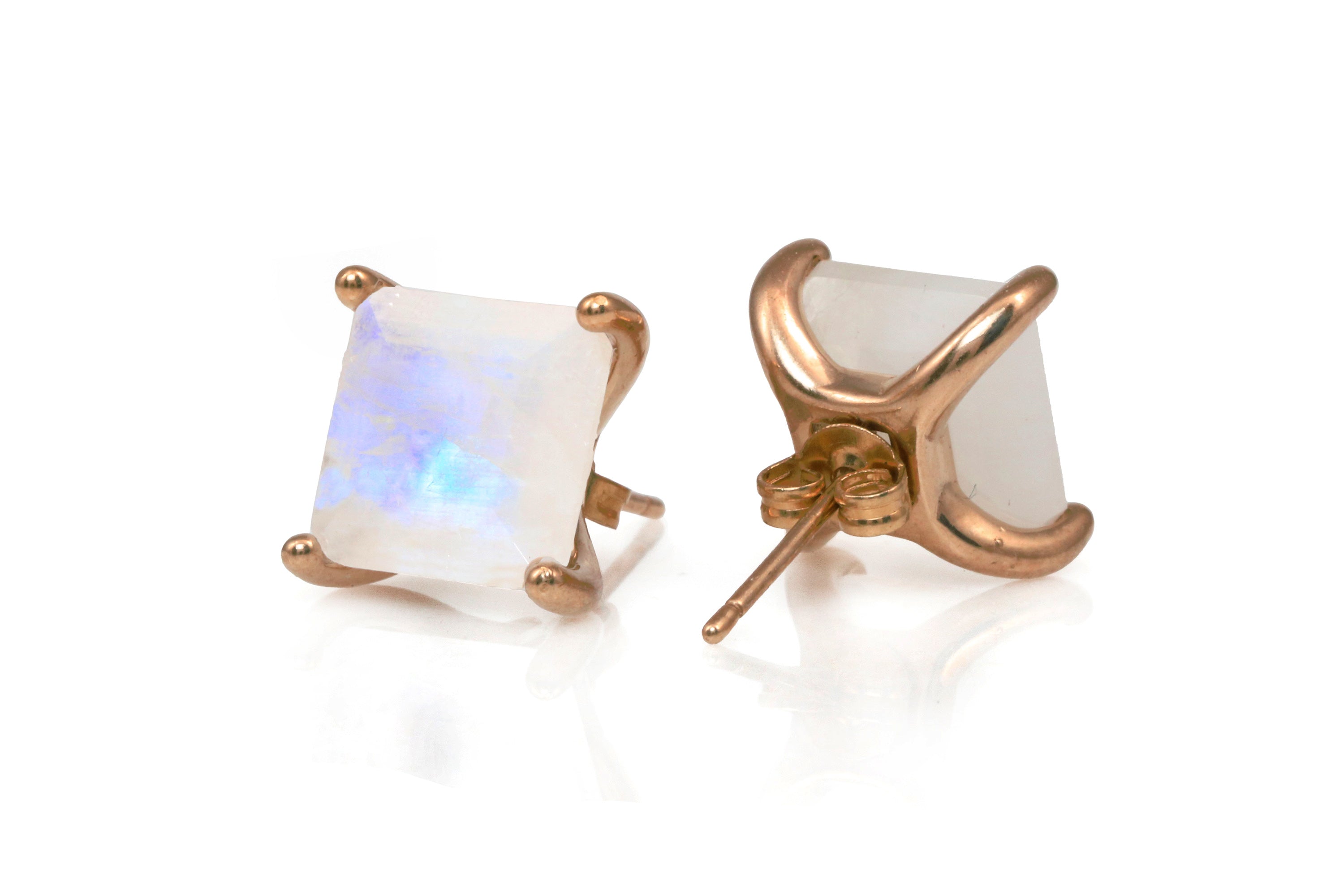 Luminescent Square Moonstone Gold Earrings Earrings Anemone Unique