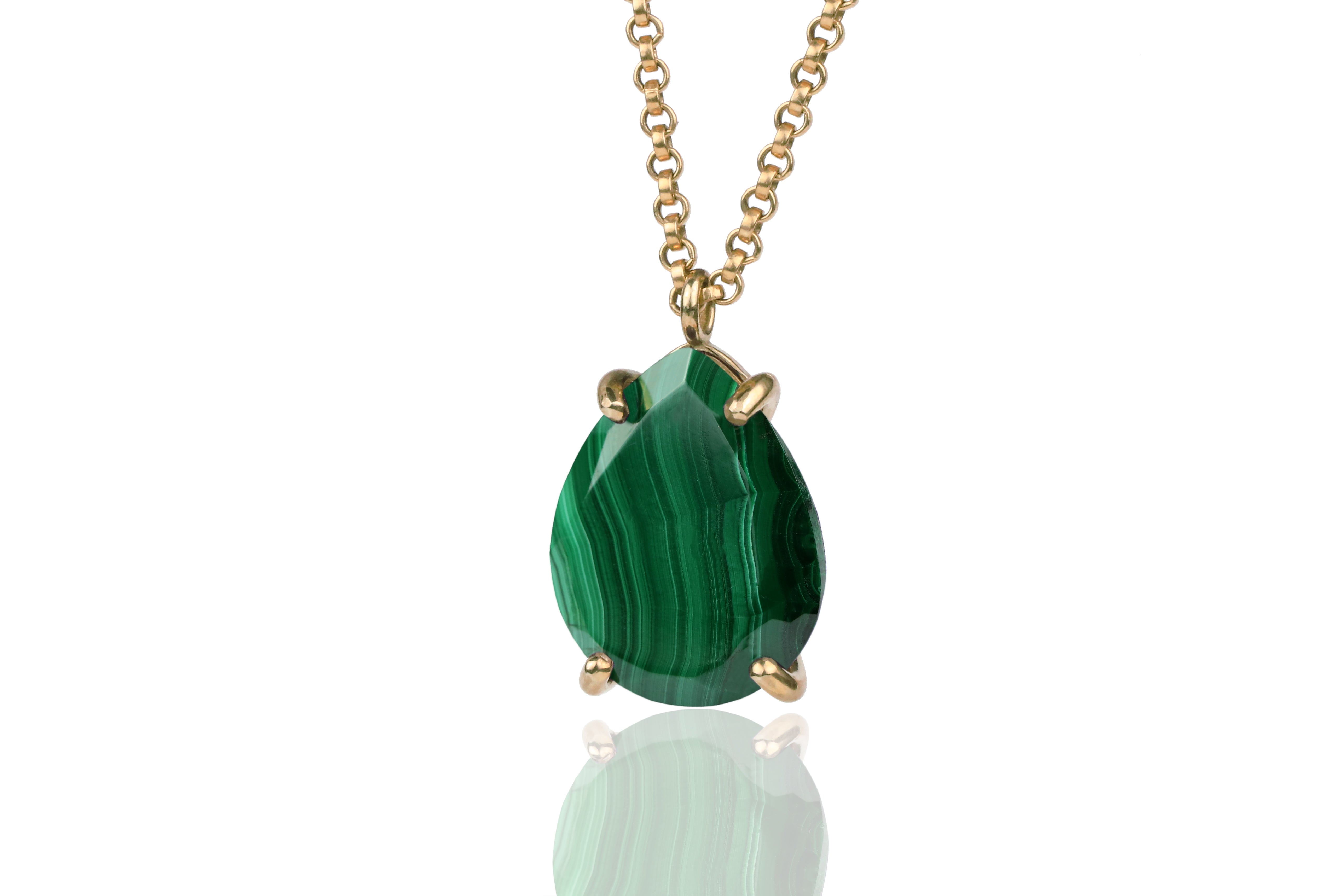 Statement Malachite Necklace in 14k Gold Filled necklaces Anemone Jewelry
