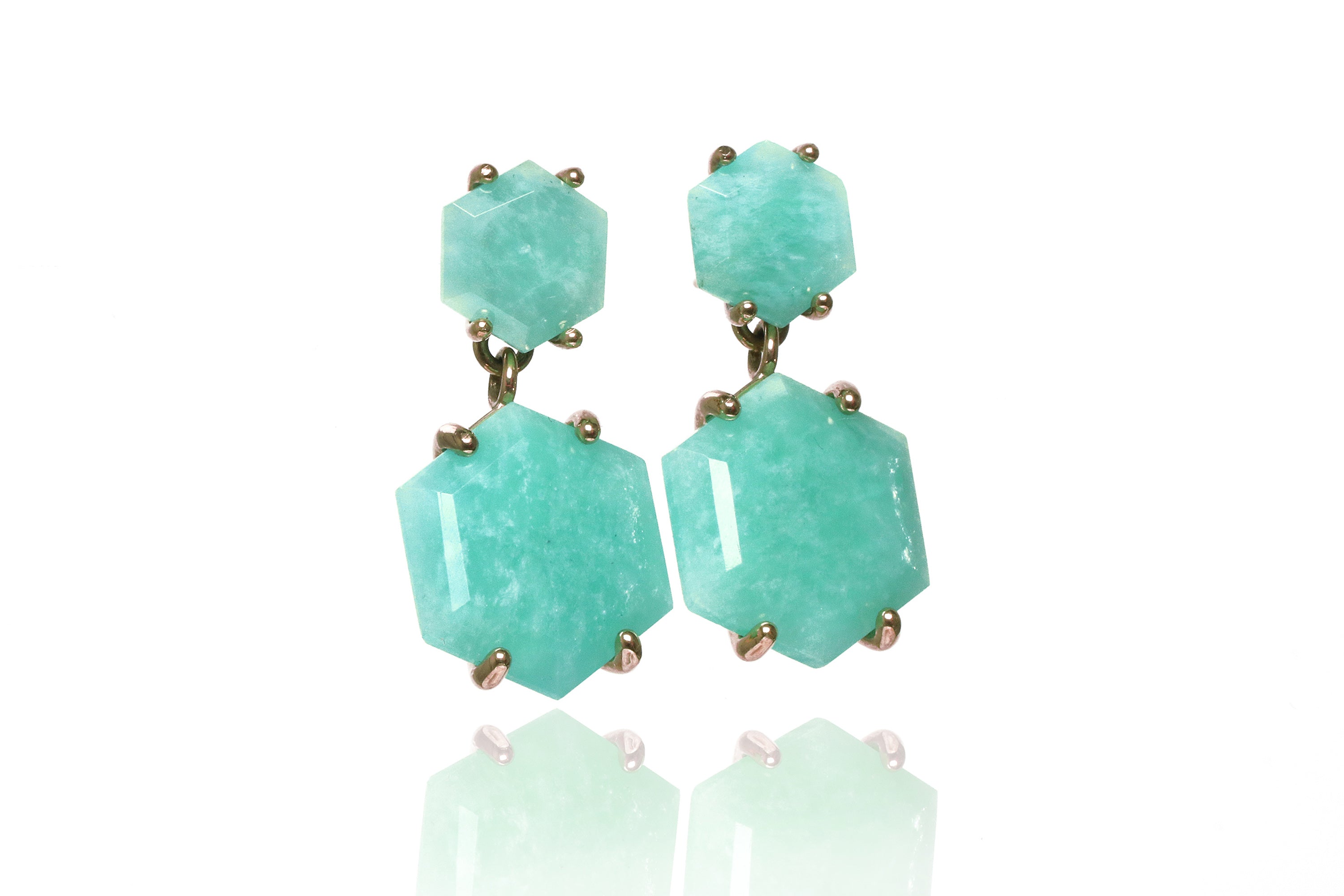 Artisan Amazonite Gold Earrings Earrings Anemone Jewelry