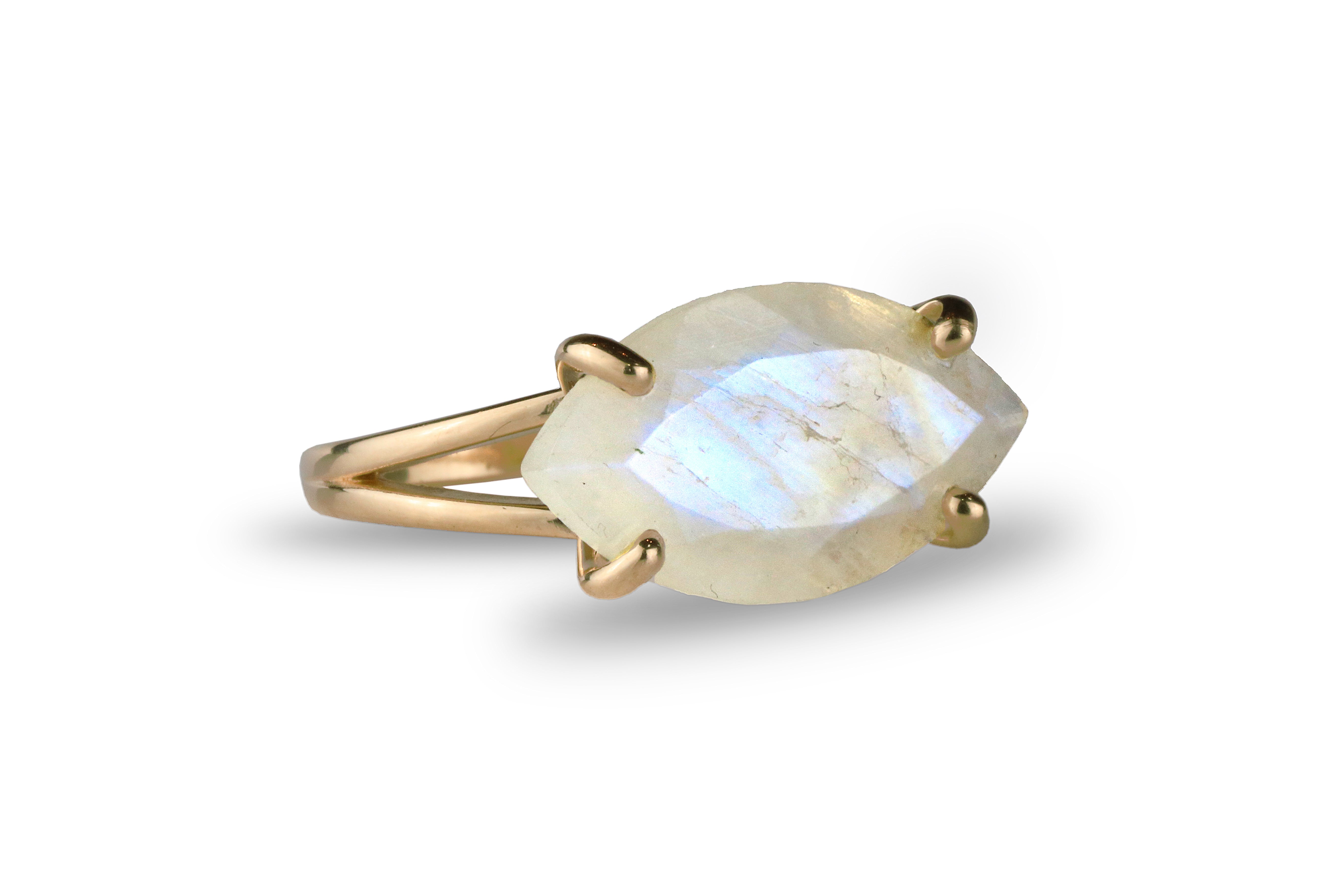 Moonstone 14k Rose Gold Rings for Women Rings Anemone Jewelry