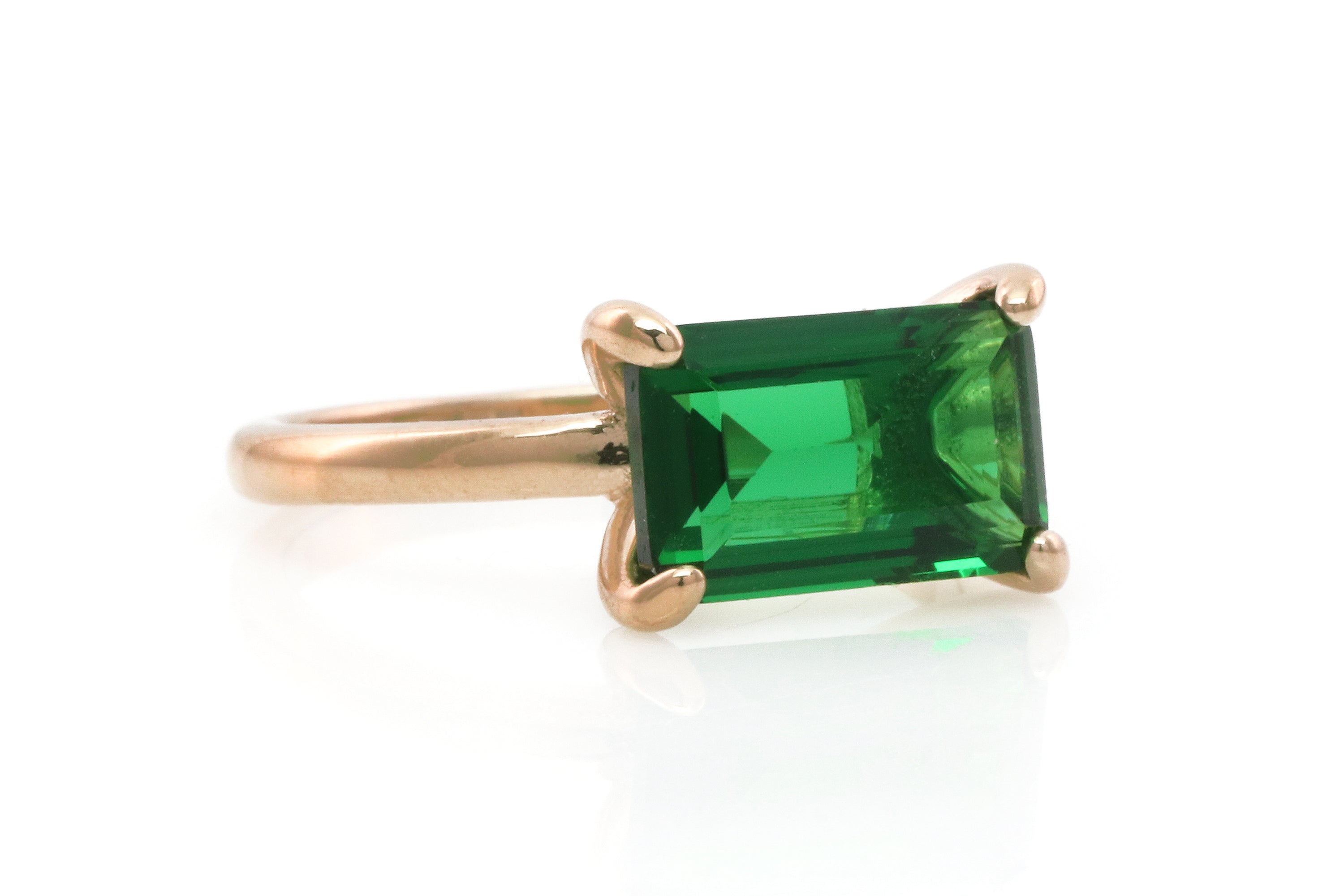 Gold Rectangle Emerald Ring Rings Anemone Unique