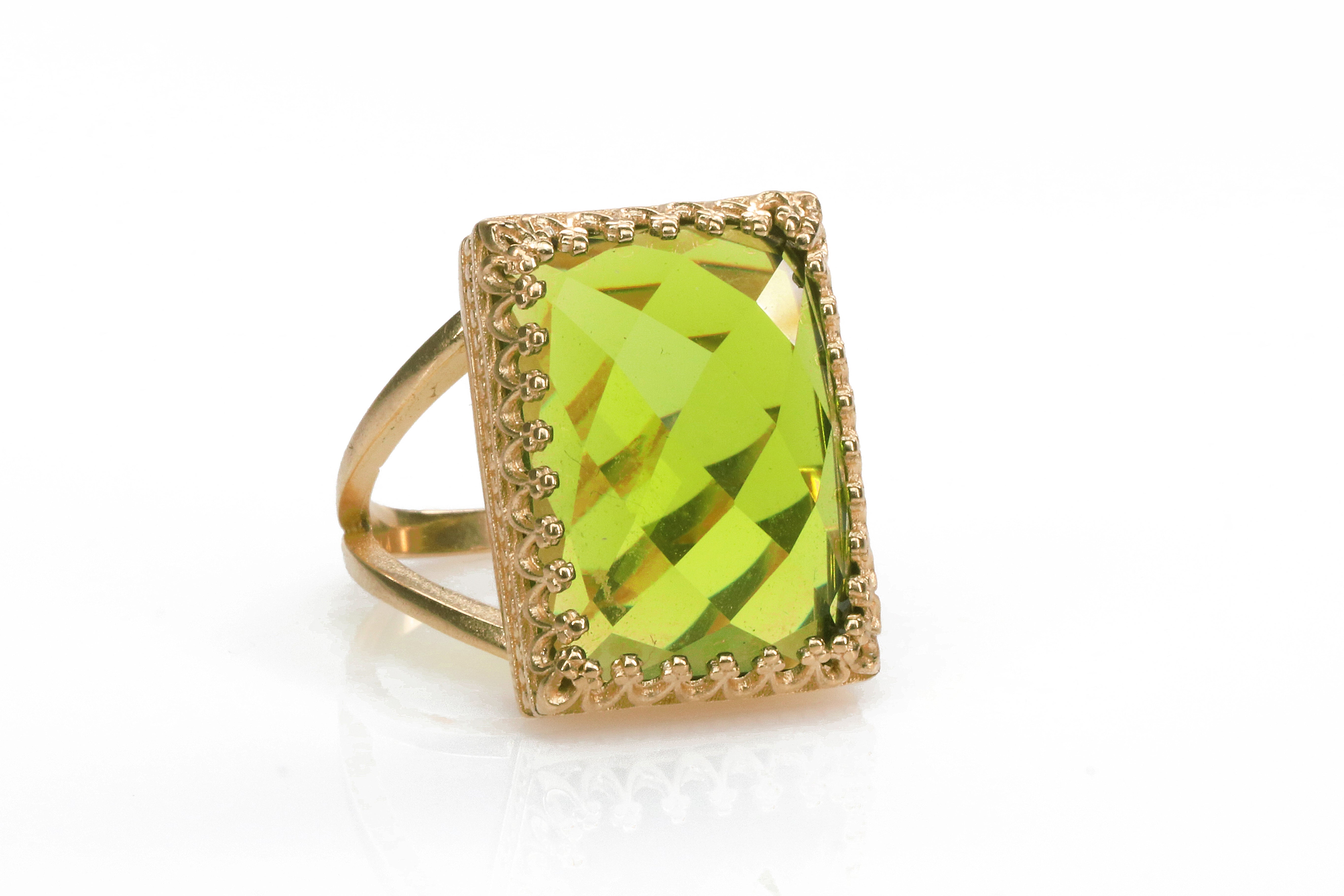 Statement 14k Gold Filled Peridot Ring Rings Anemone Jewelry