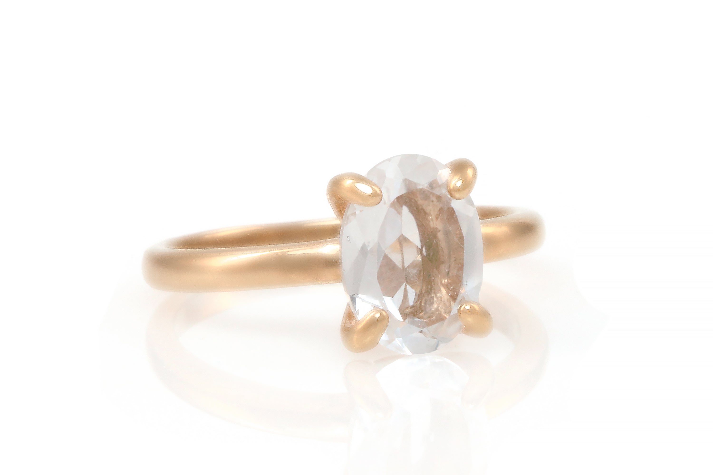 Chic Solitaire Crystal Quartz Gold Ring Rings Anemone Unique