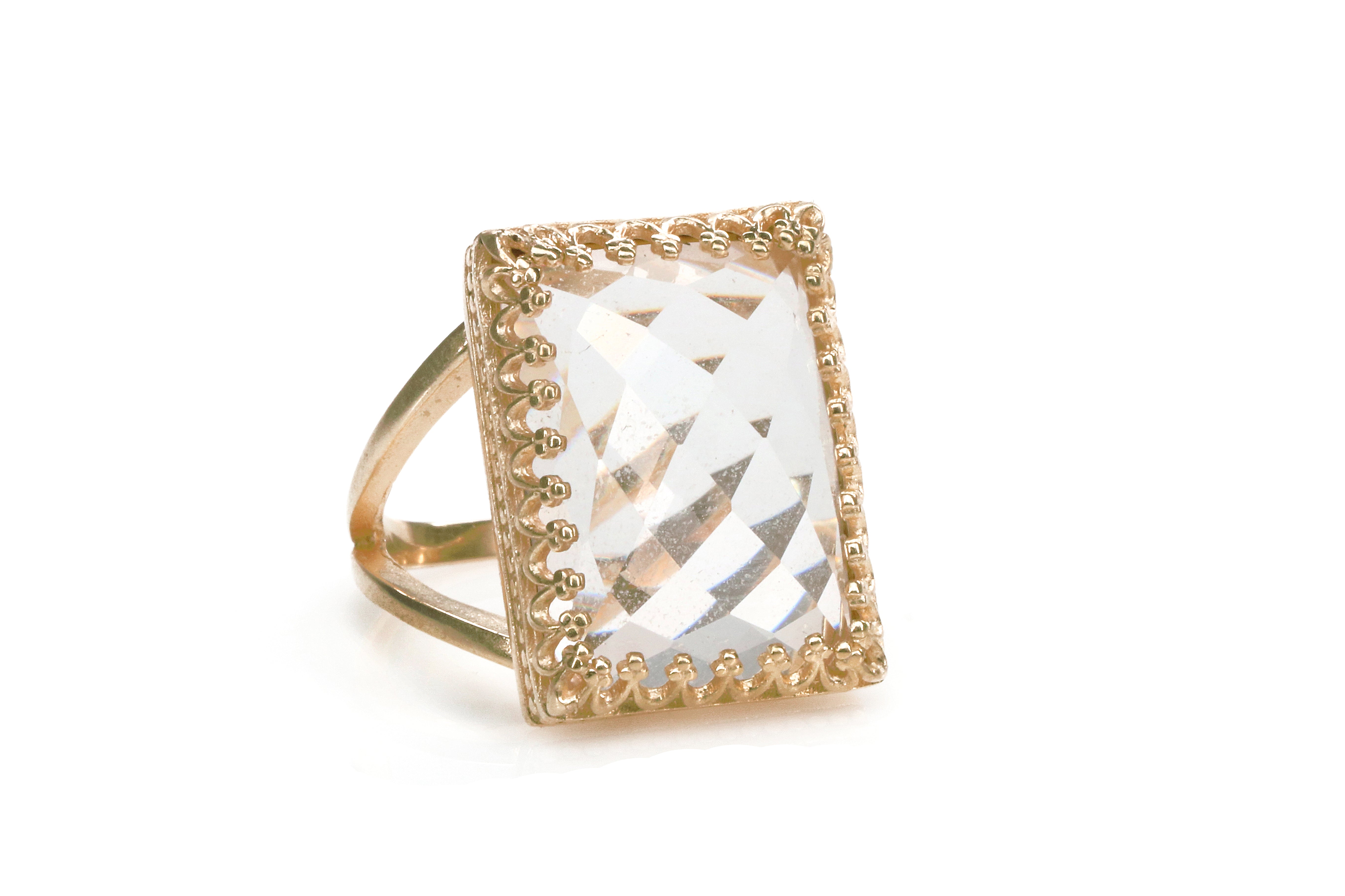 Crystal Quartz Jewelry with 14K Gold-filled Ring Band Rings Anemone Jewelry