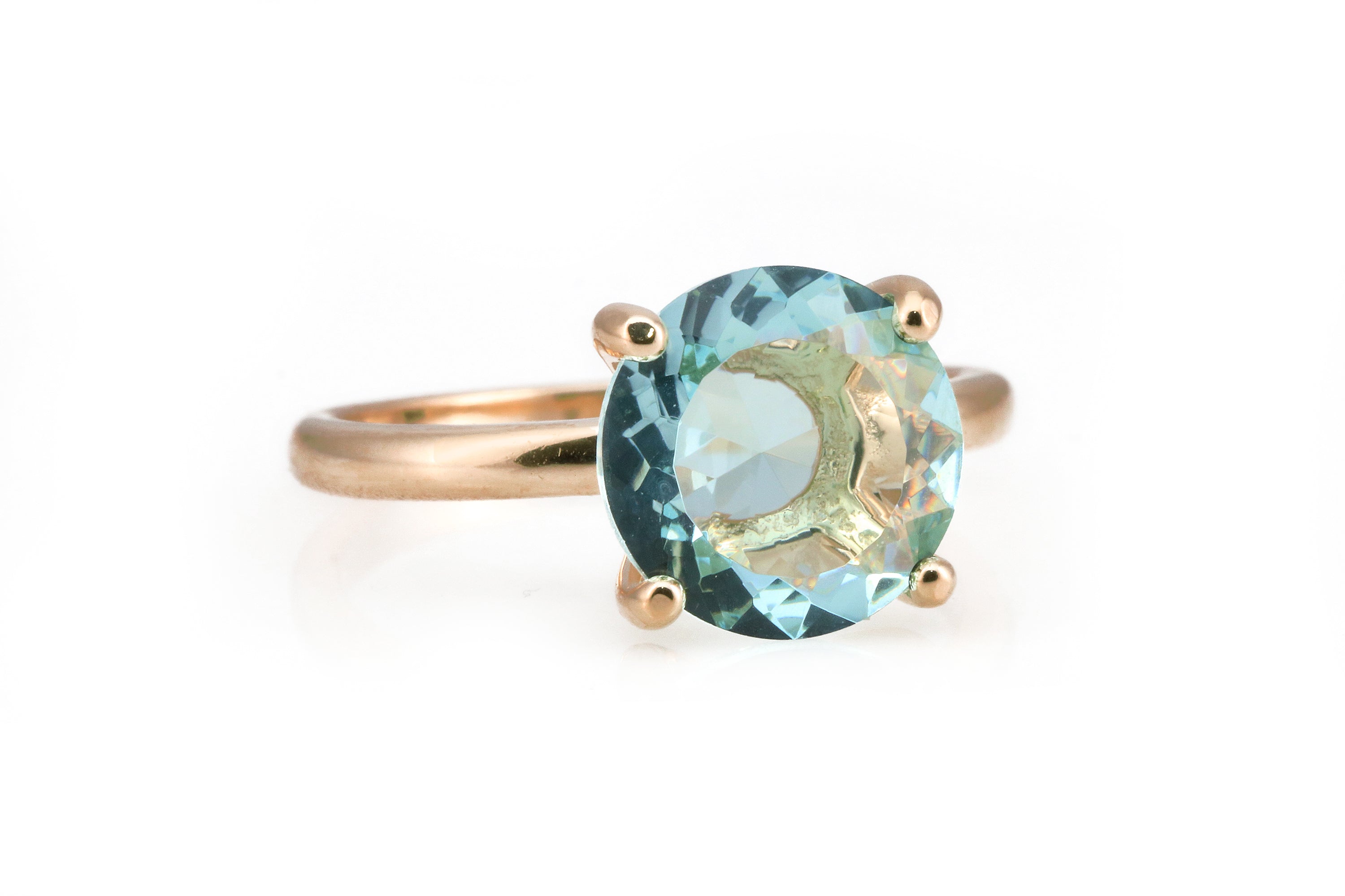 10mm Round Topaz in 14K Rose Gold Jewelry Ring Rings Anemone Unique