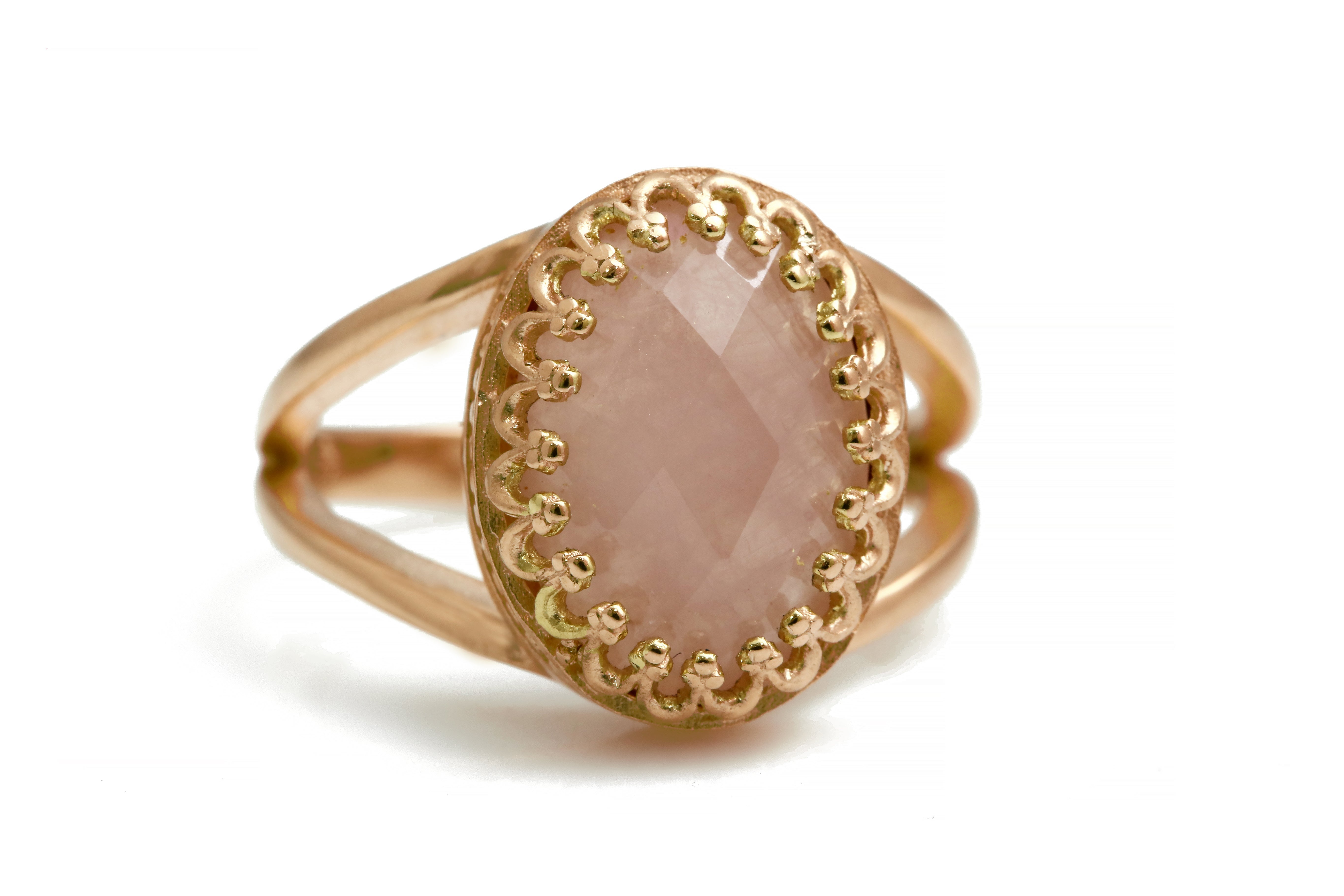 Gorgeous Rose Quartz Ring with 14K Rose Gold-filled Band Rings Anemone Jewelry