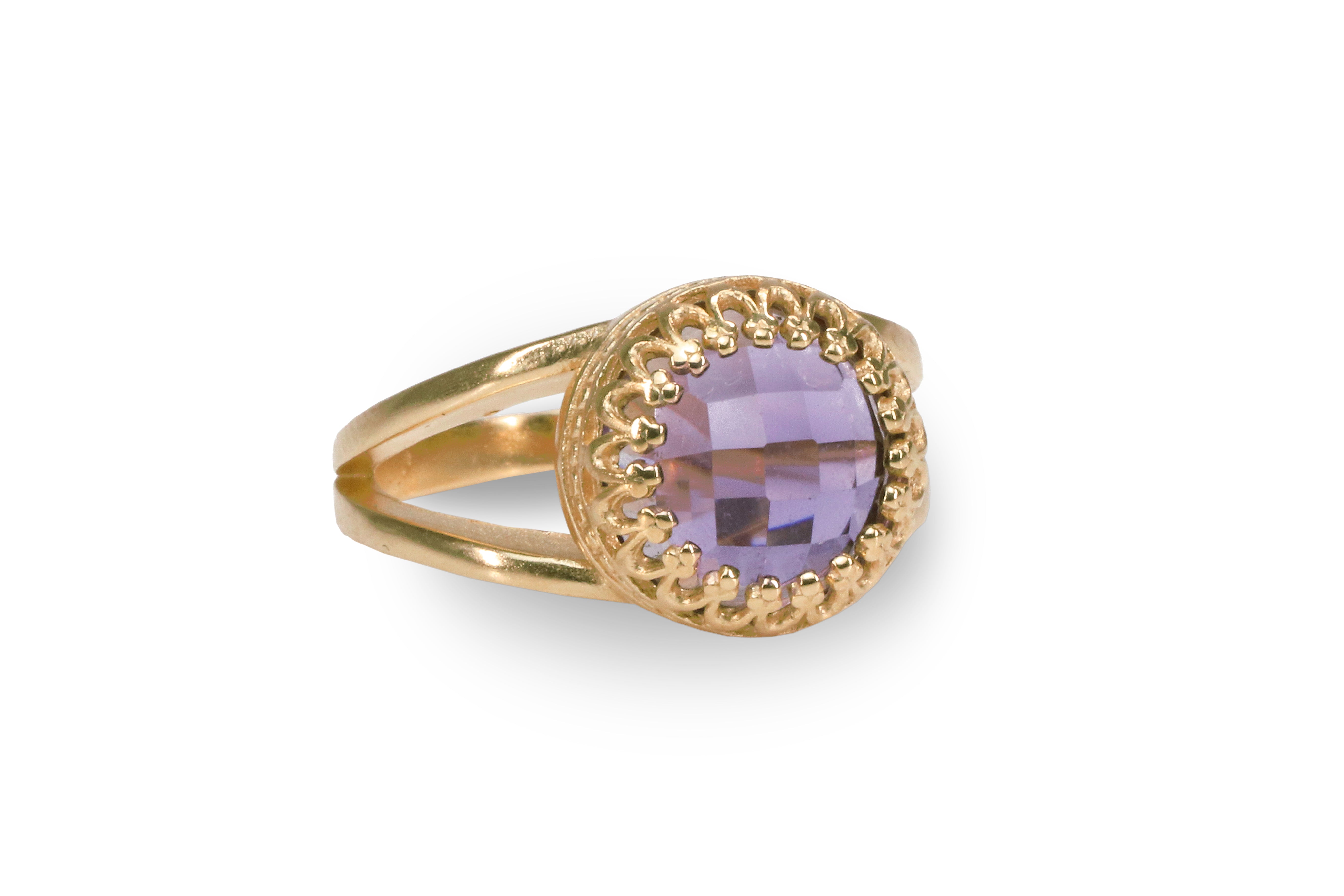 10mm Amethyst Ring in 14K Gold Rings Anemone Jewelry