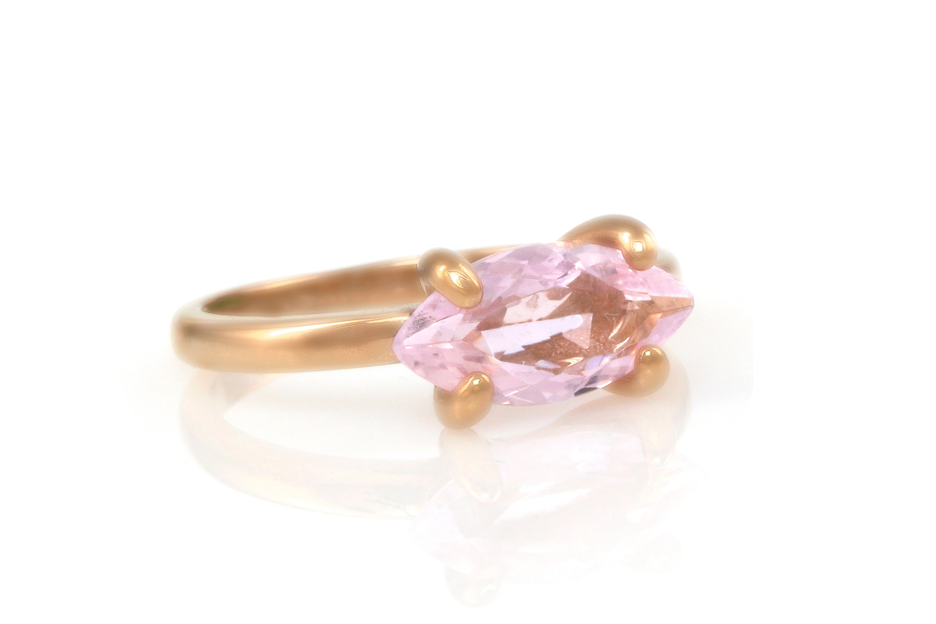 Delicate Marquise Rose Quartz Gold Ring Rings Anemone Unique