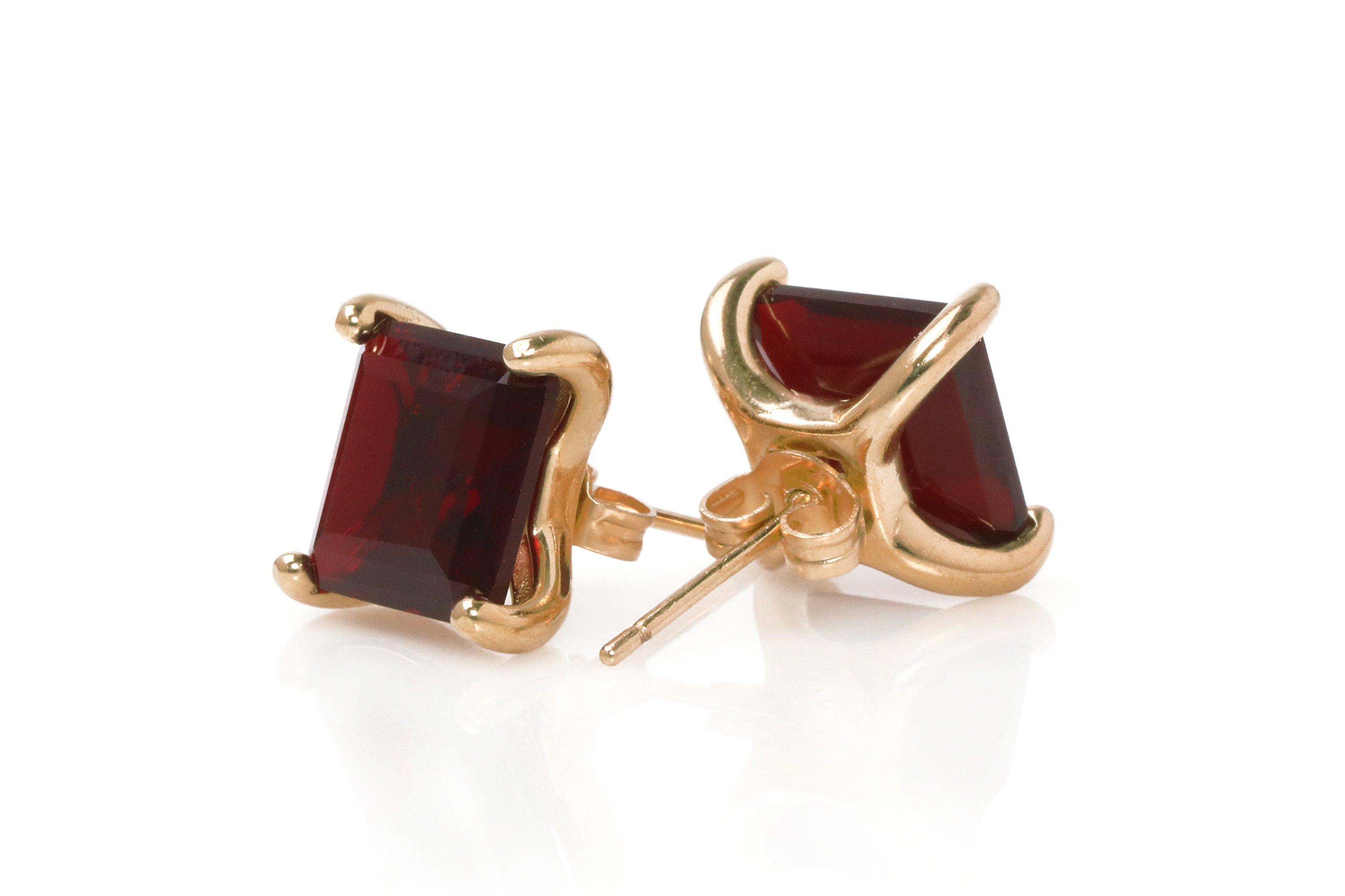Vibrant Square Garnet Gold Earrings Earrings Anemone Unique