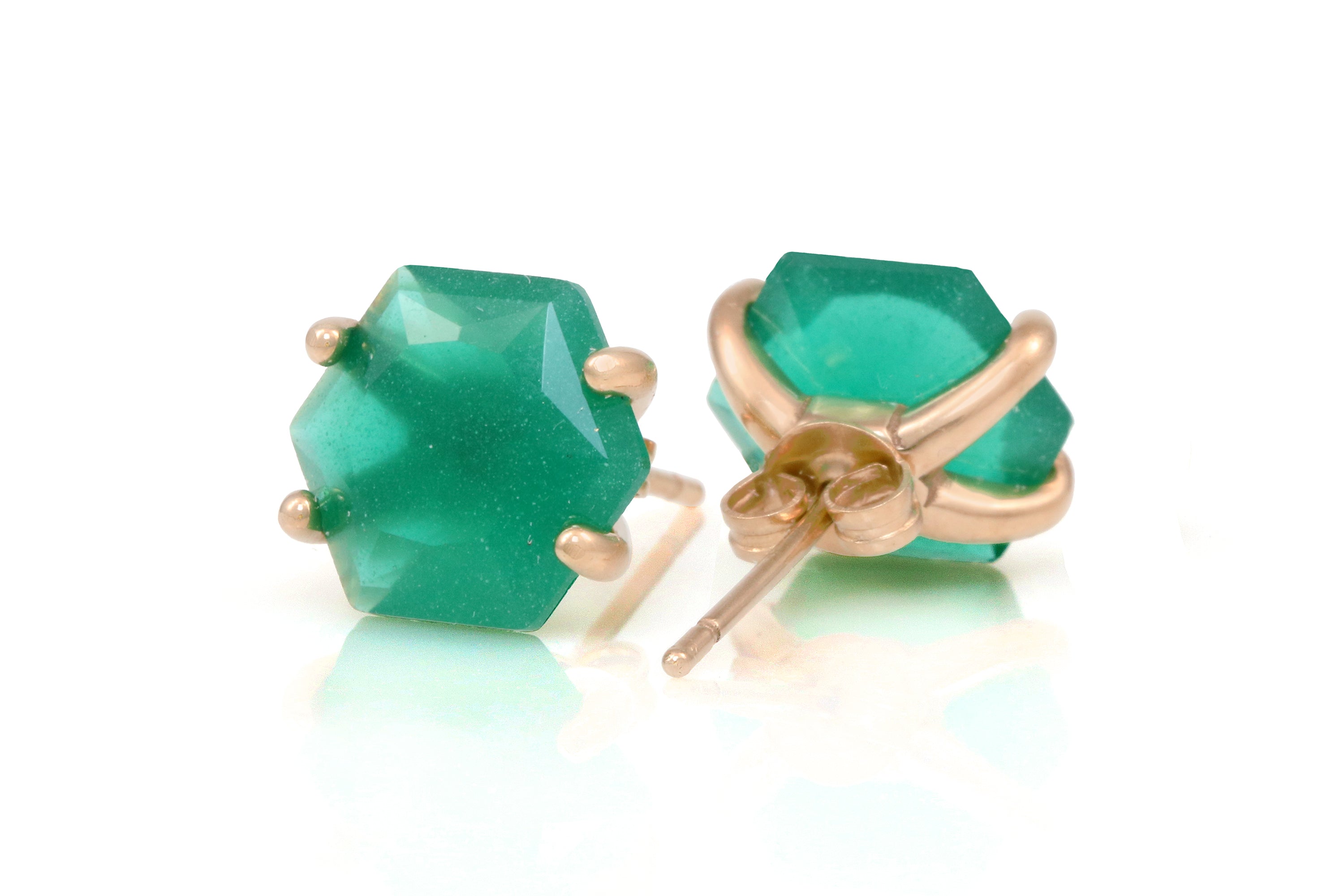 Green Onyx Gold Filled Stud Earrings Earrings Anemone Unique