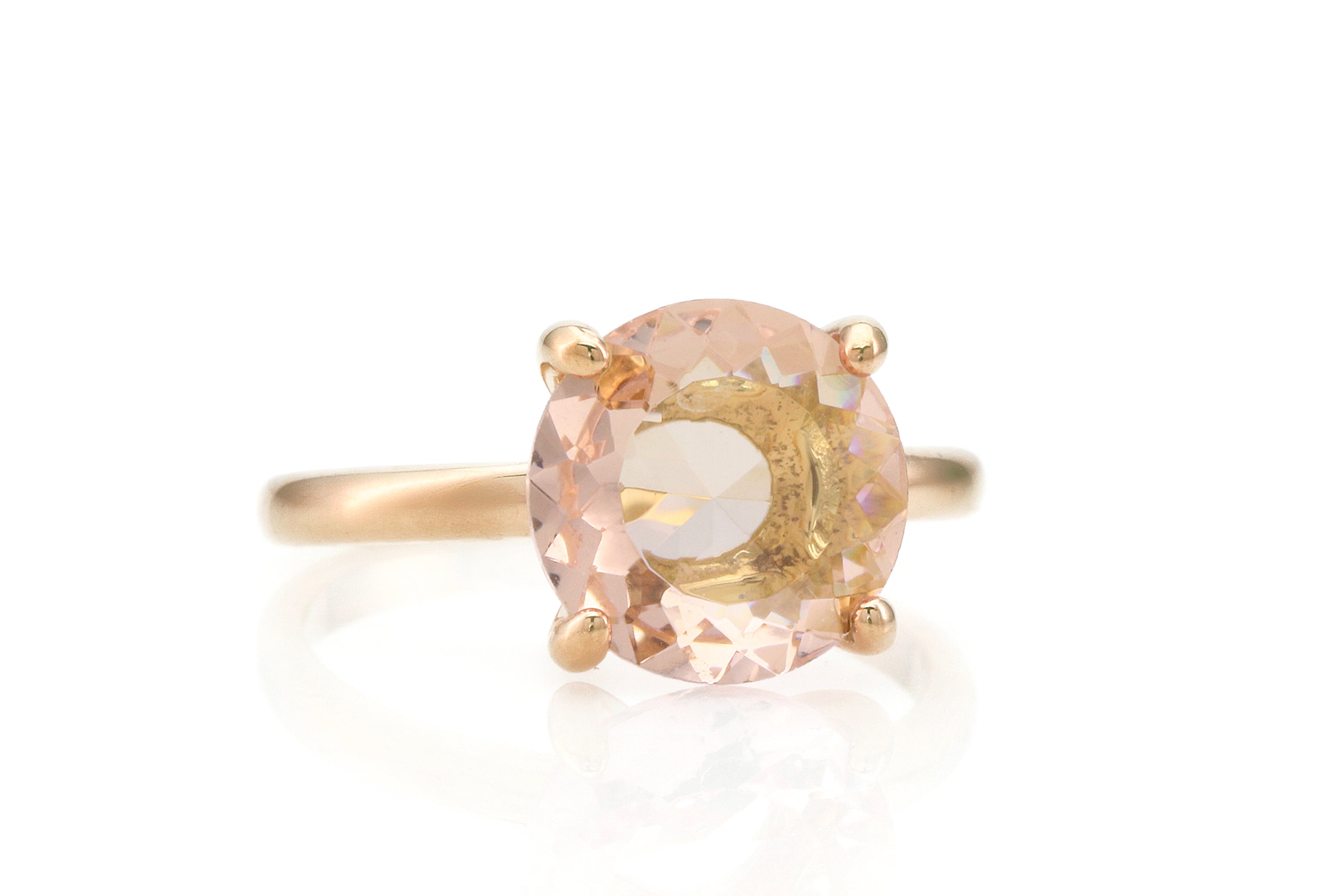 Round Crystal Morganite Gold Ring Rings Anemone Unique