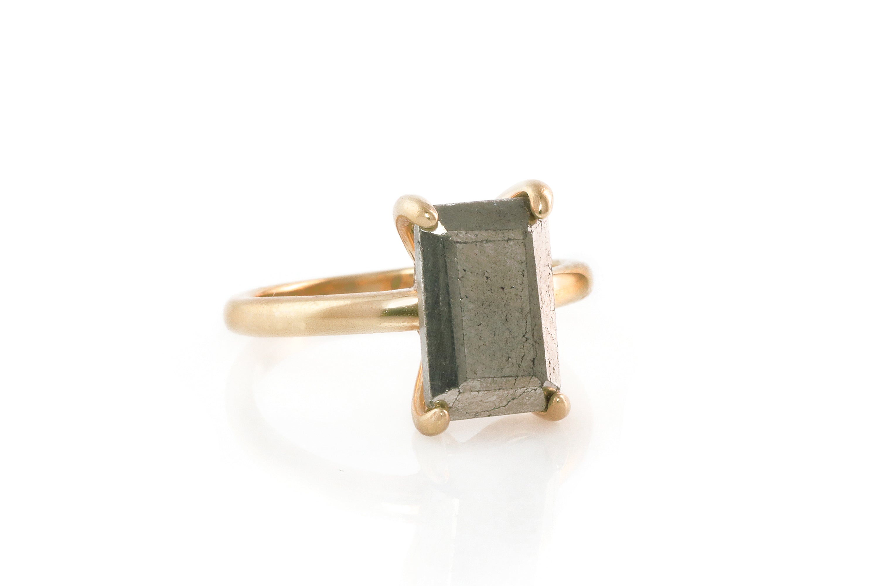 Fashionable Pyrite Stone Gold Ring Rings Anemone Unique