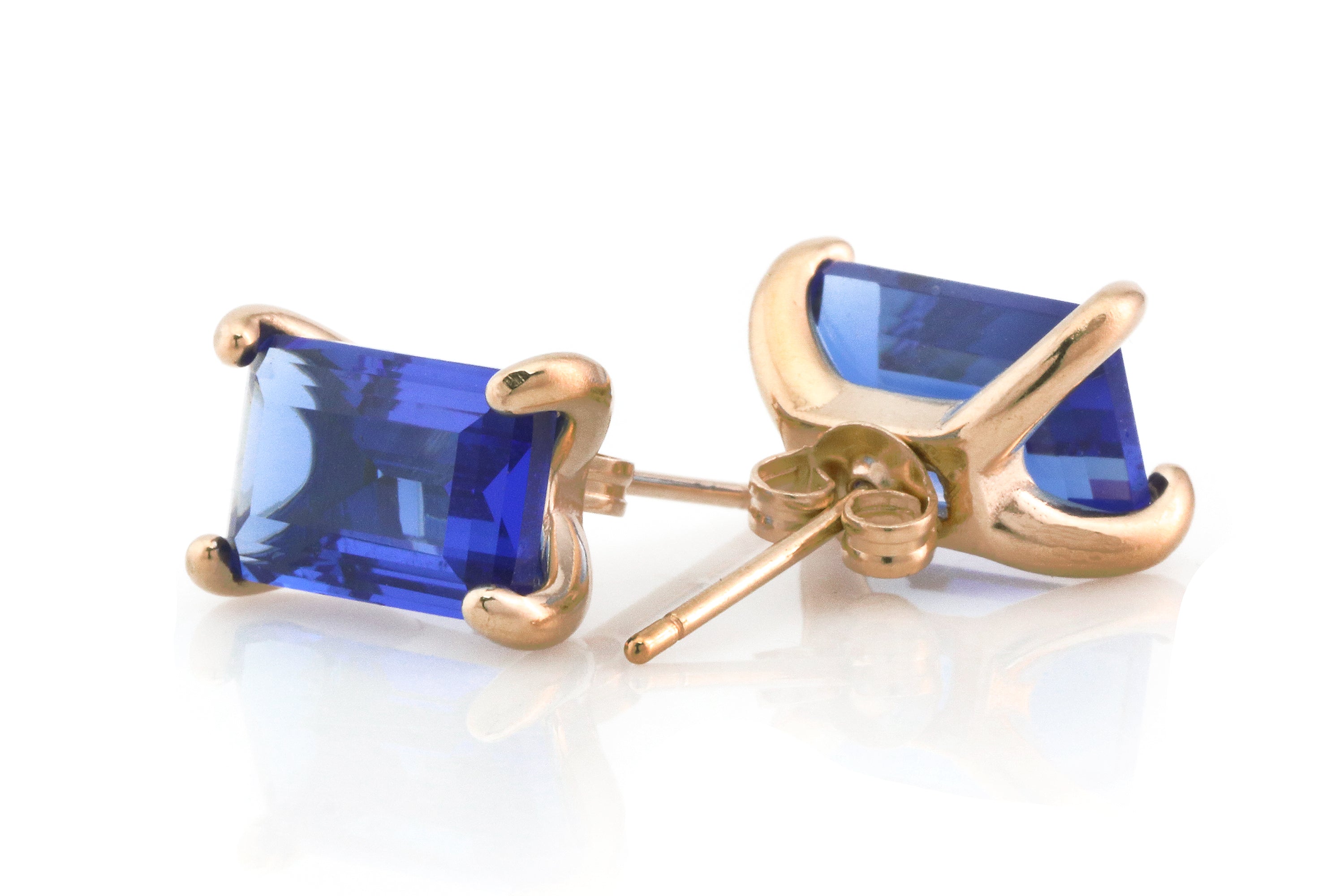 Simple Rectangle Sapphire Gold Earrings Earrings Anemone Unique