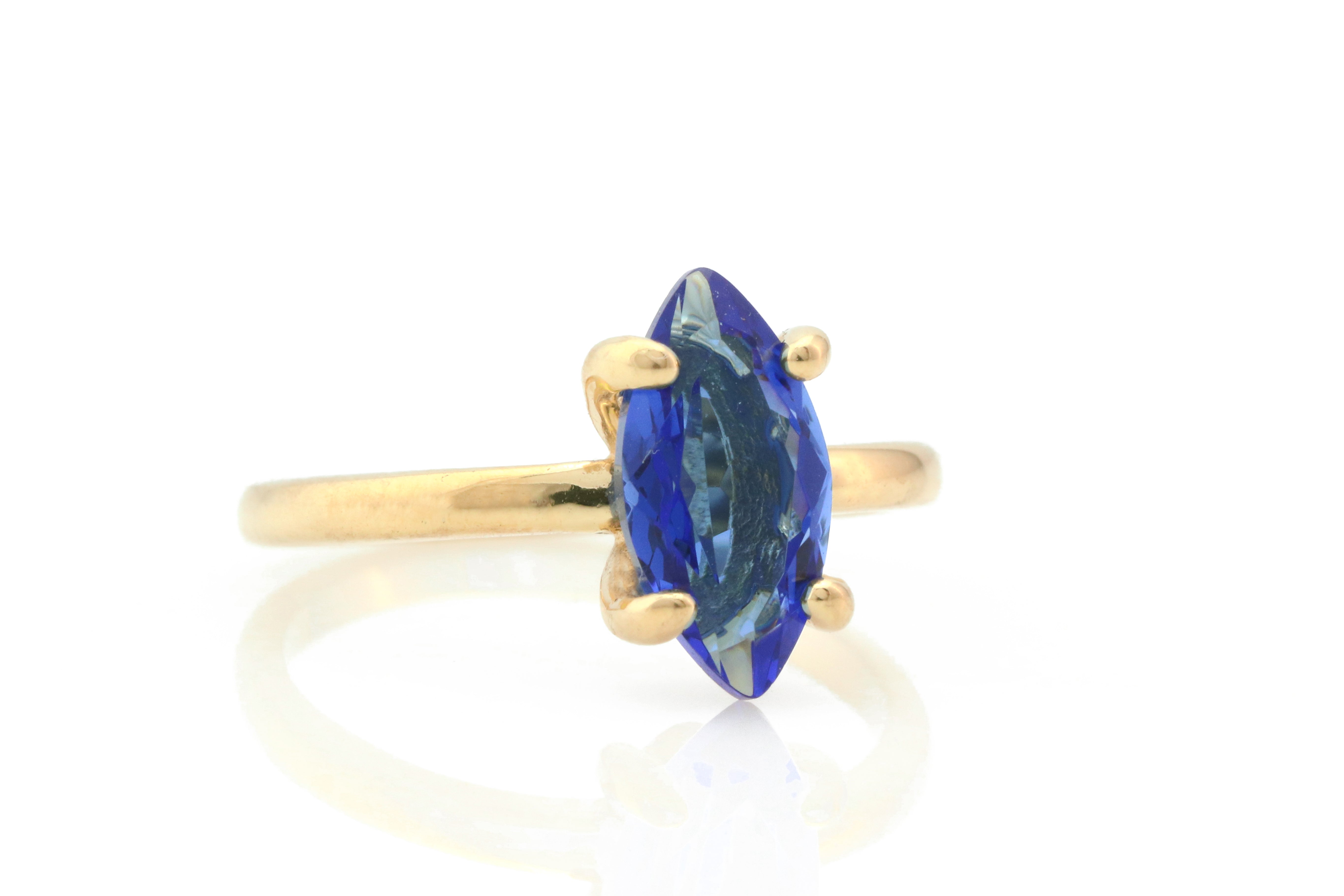 Classic Marquise Blue Sapphire Ring in Gold Rings Anemone Unique