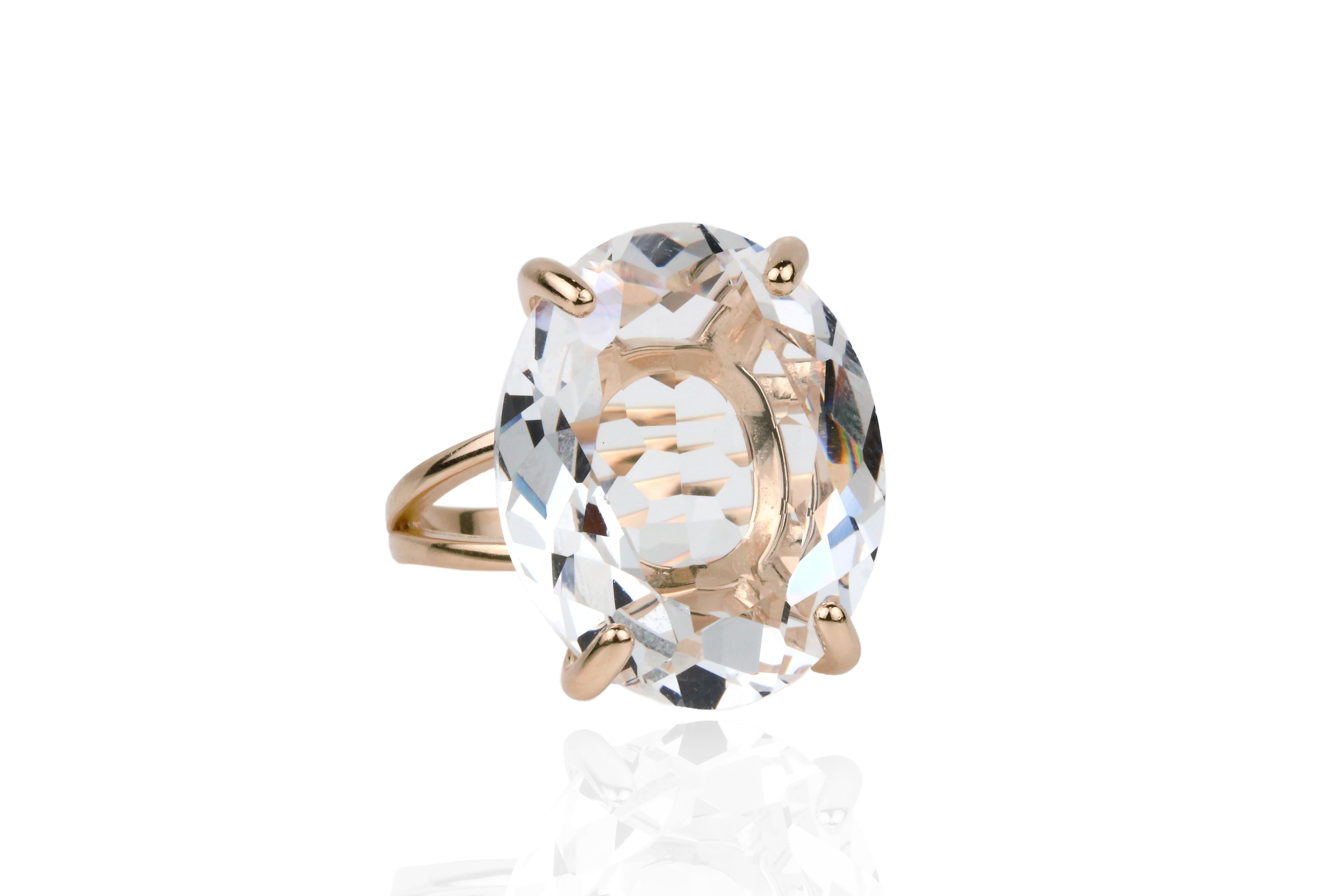 Faceted Quartz Crystal in 14K Gold-filled Ring Band Rings Anemone Jewelry