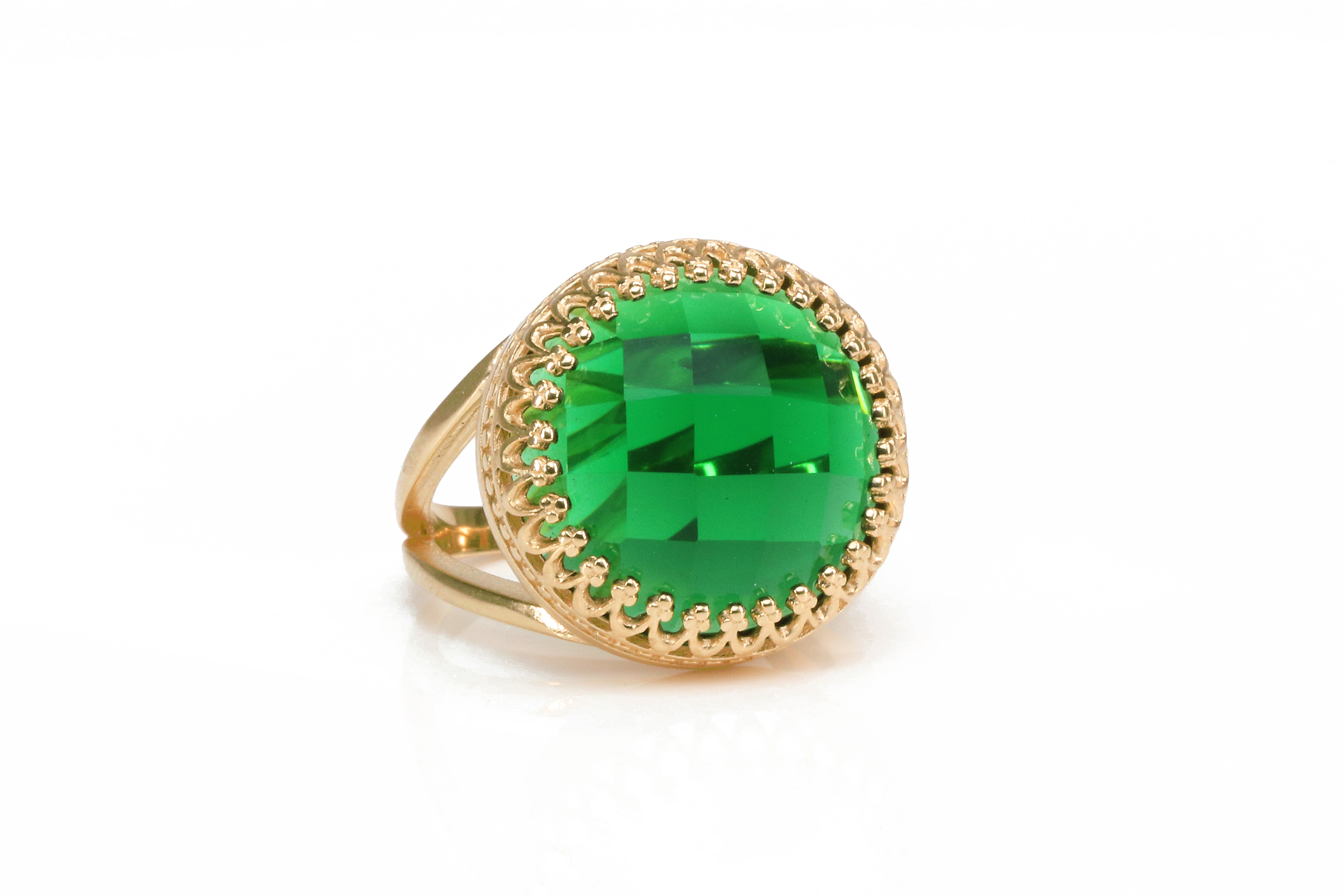 Artisan Emerald Gemstone in 14k Gold Rings for Women Rings Anemone Jewelry