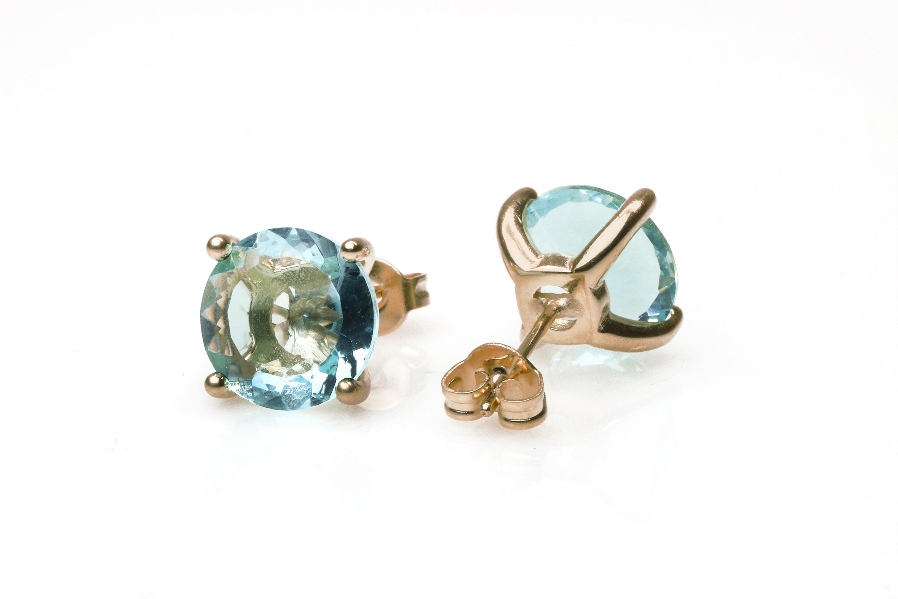 Round Blue Topaz Earrings in Gold Earrings Anemone Unique