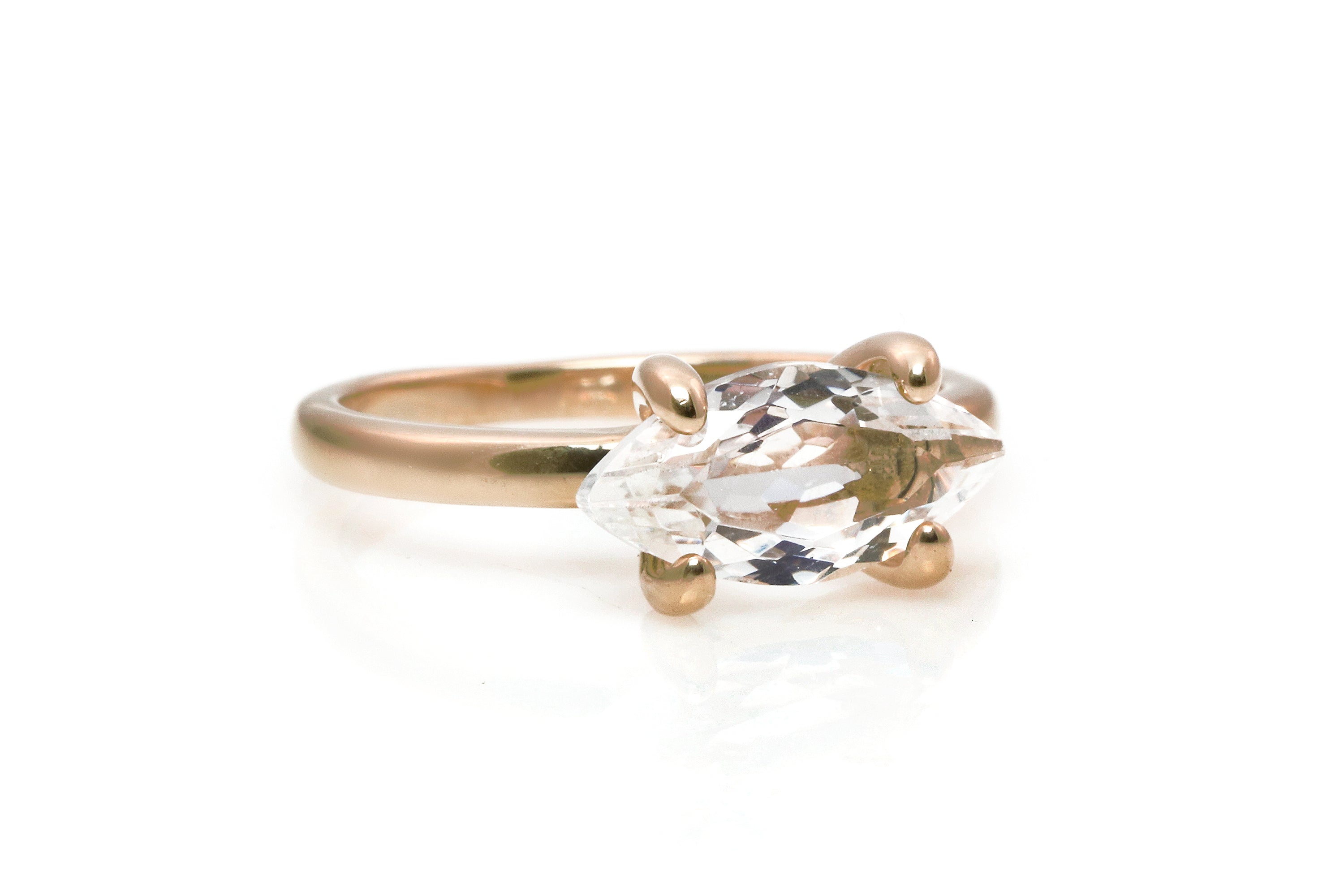 Delicate Clear Crystal Quartz Ring in Gold Rings Anemone Unique