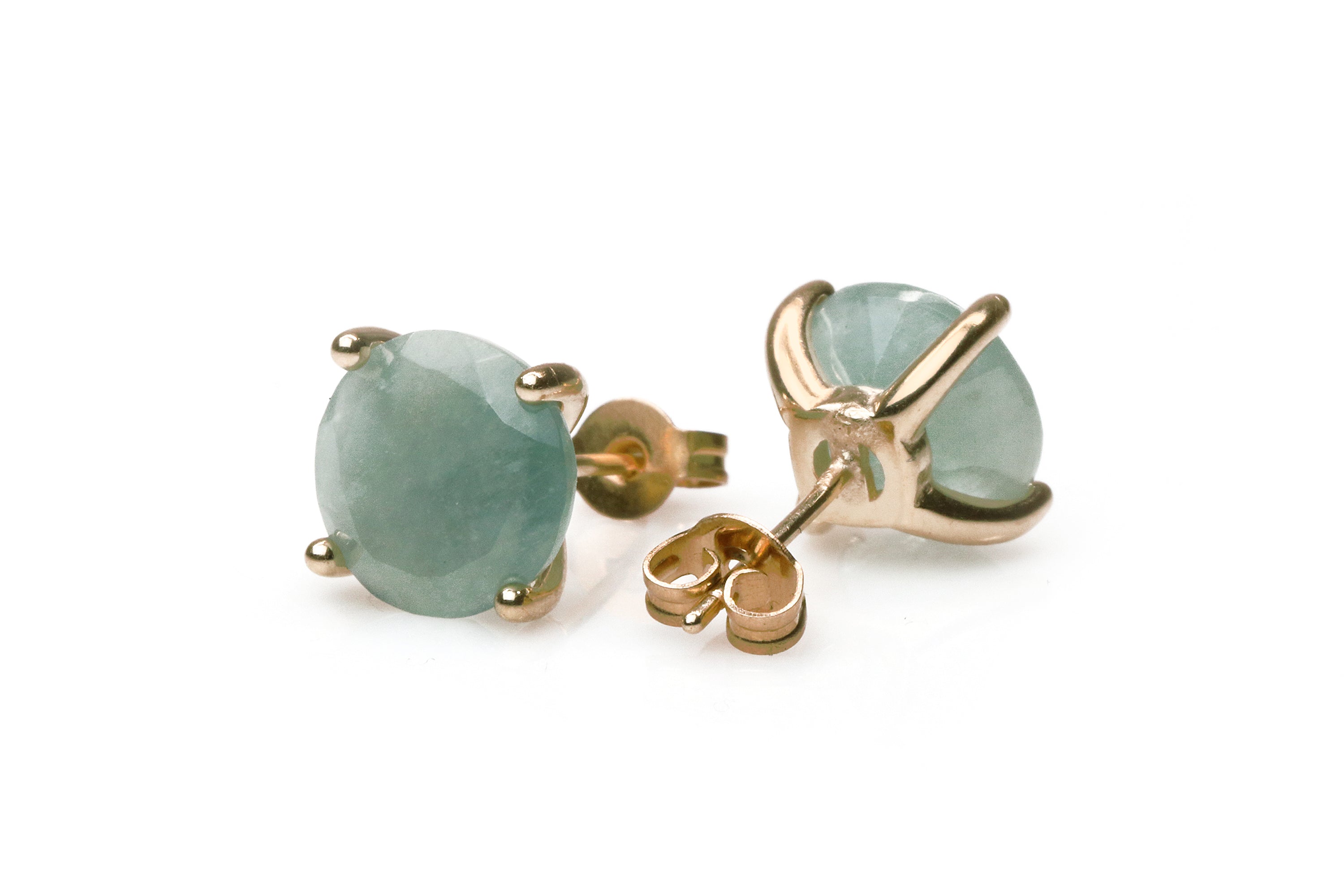 Gold Aquamarine Stud Earrings Earrings Anemone Unique