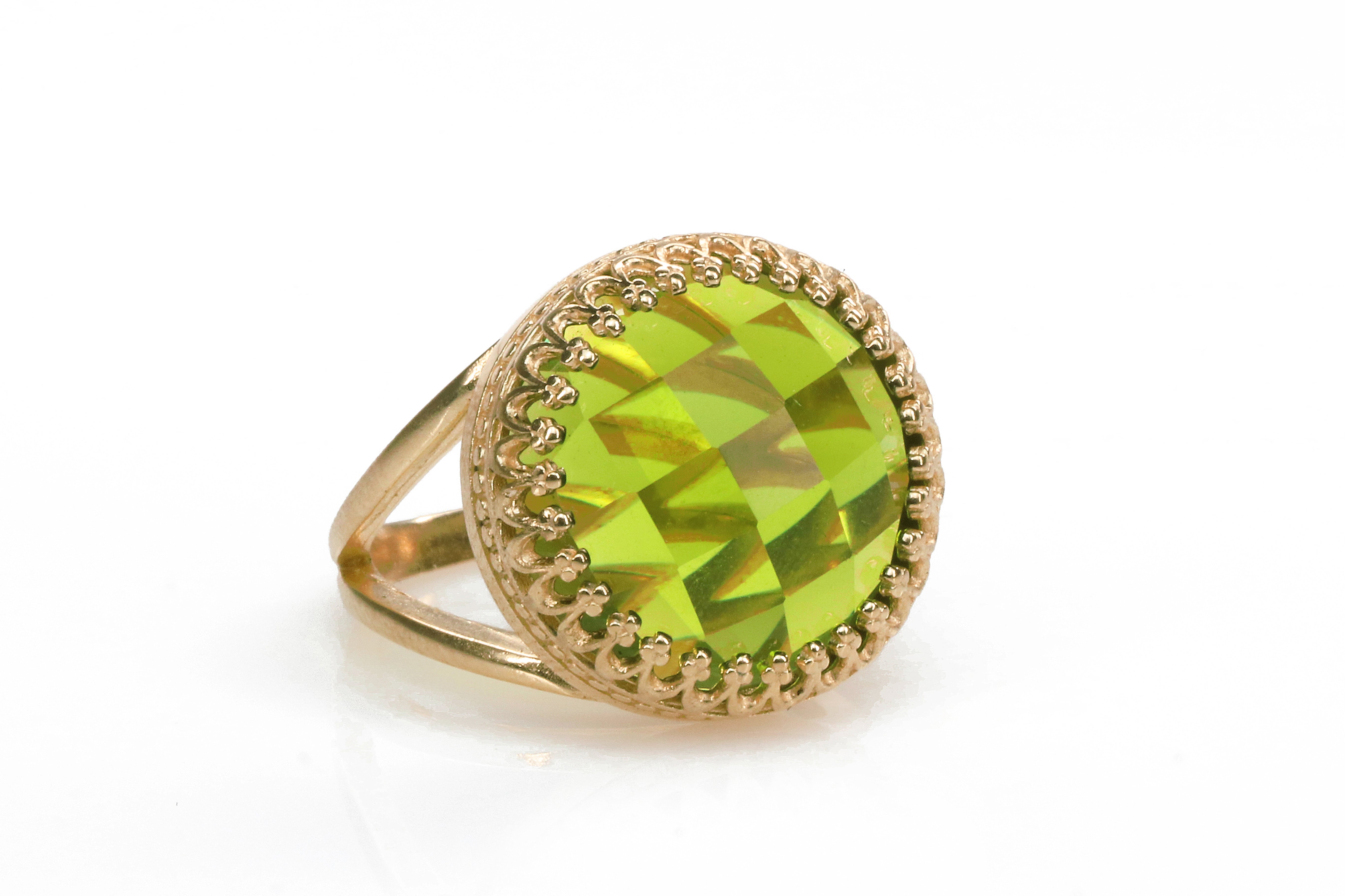 Statement Peridot Birthstone Ring in 14k Gold Rings Anemone Jewelry