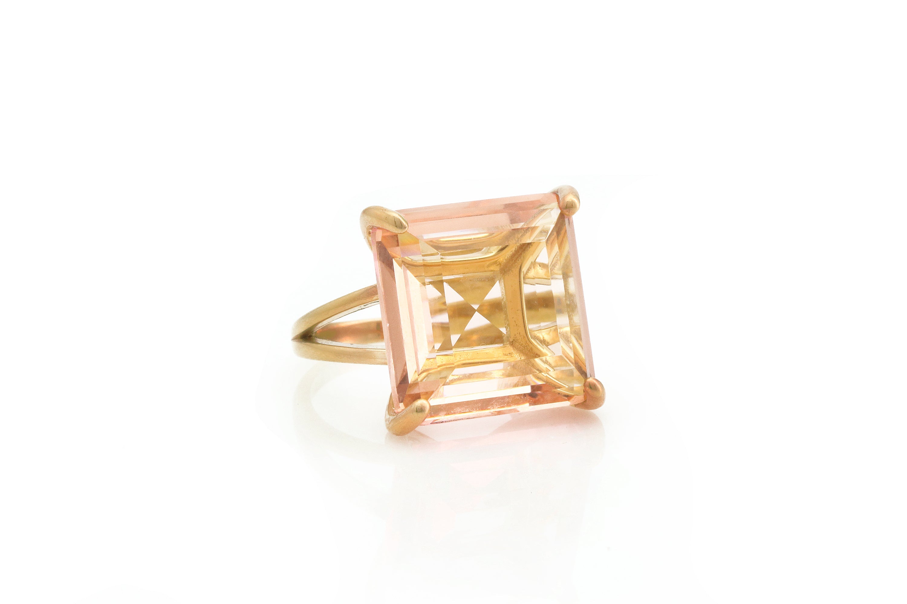 Luscious Square Morganite Gold Ring Rings Anemone Jewelry