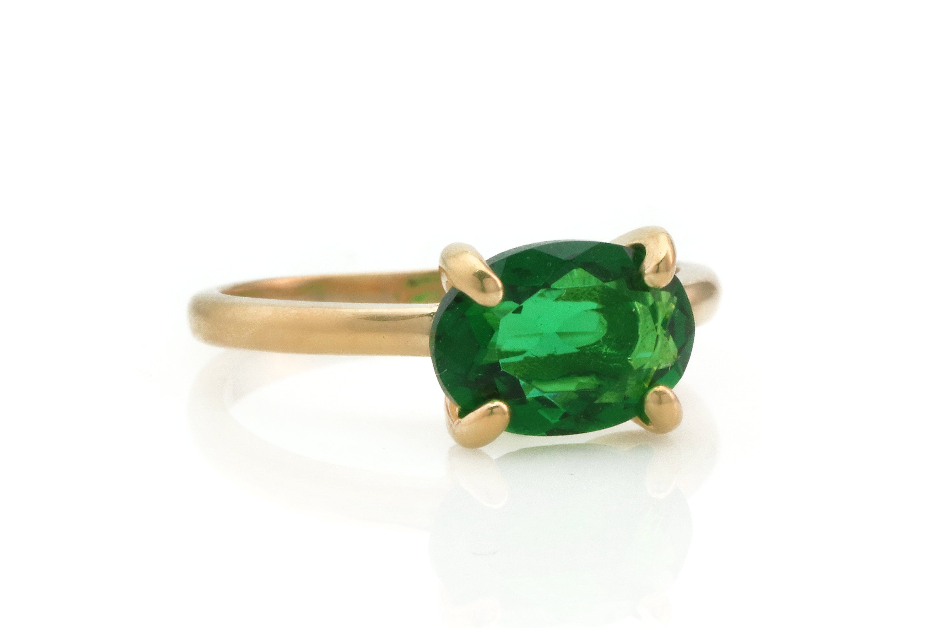 Stunning Oval Emerald Ring in Gold Rings Anemone Unique