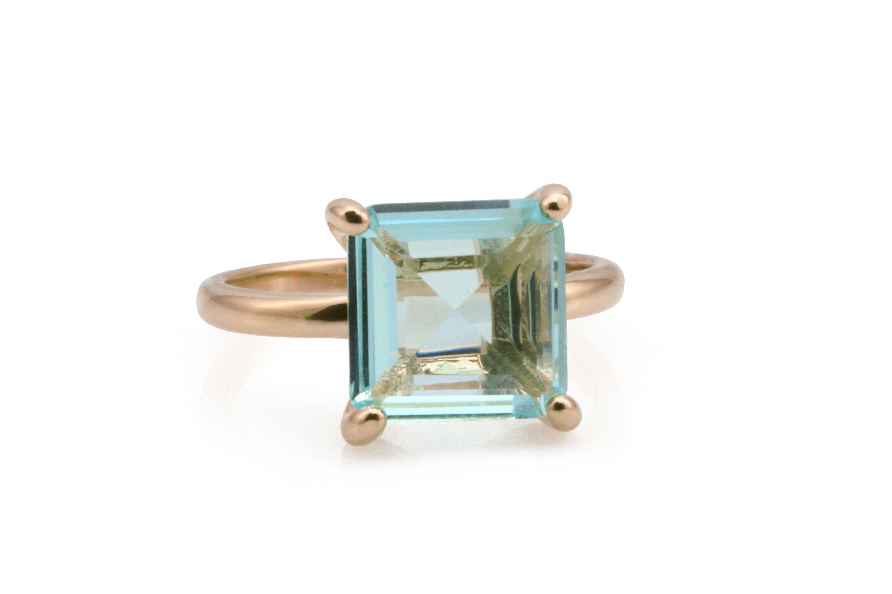 Gold Artisan Square Blue Topaz Ring Rings Anemone Unique