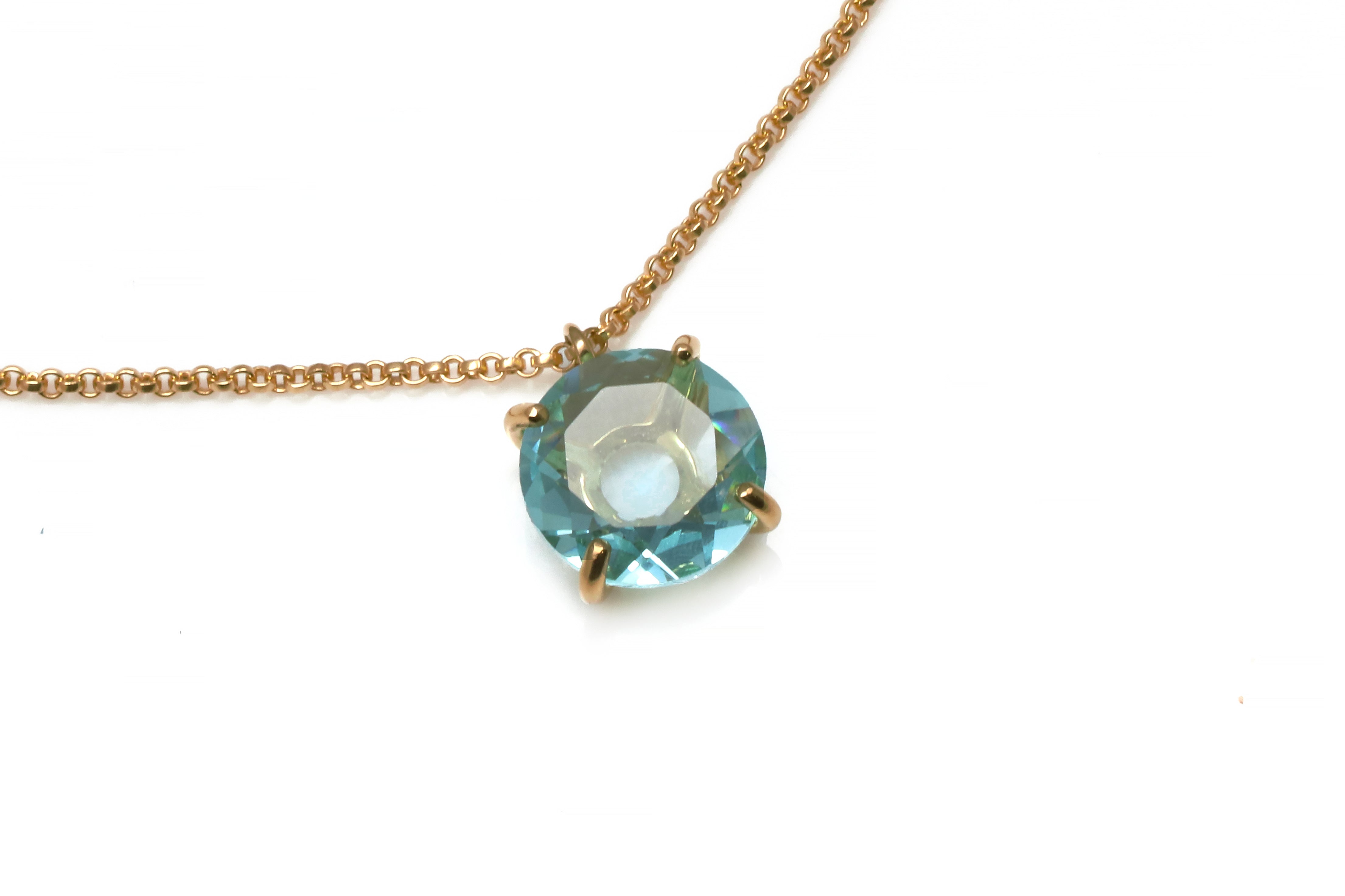 Round Semiprecious Blue Topaz Stone Necklace necklaces Anemone Jewelry