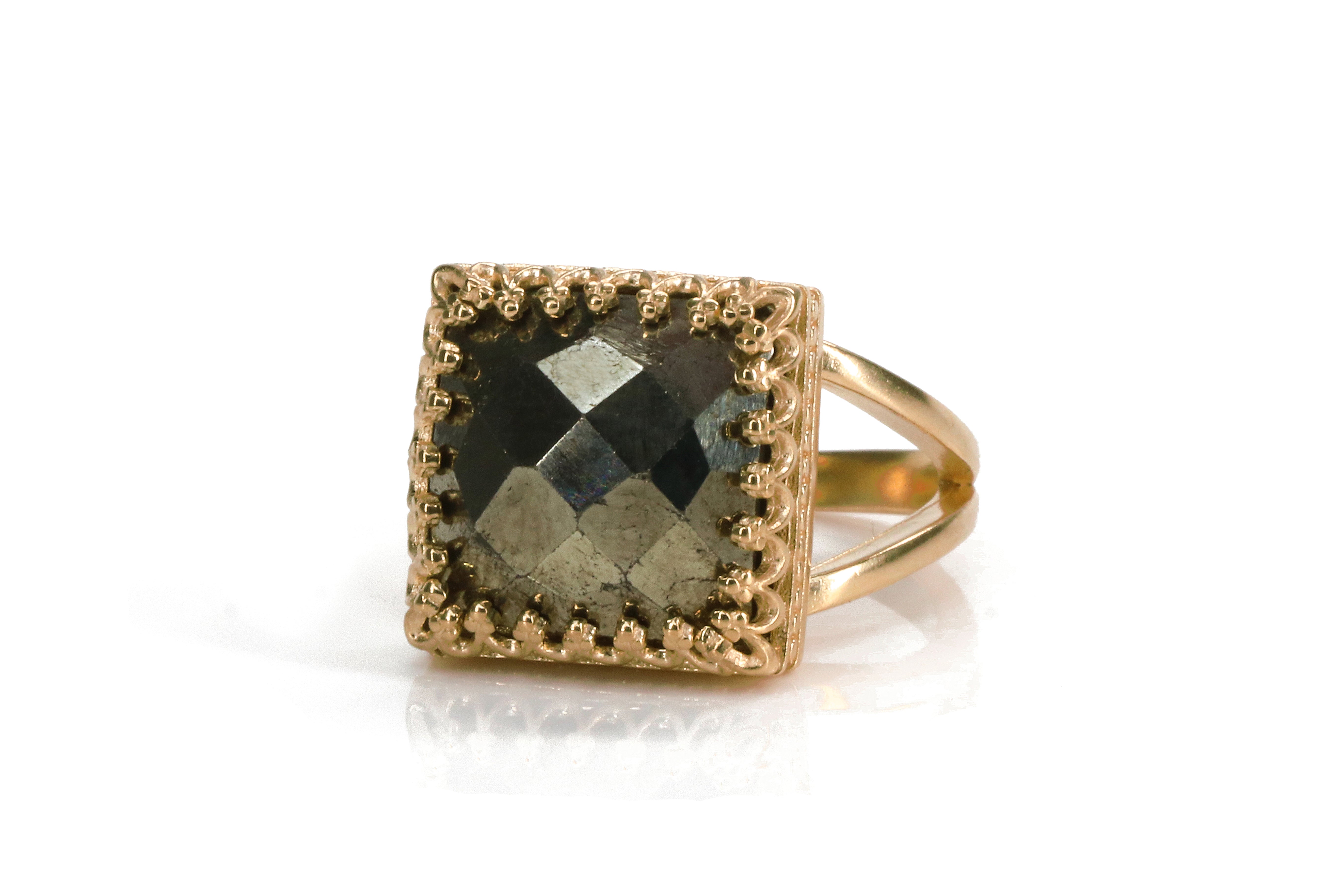 Pyrite Stone Ring in 925 Sterling Silver Rings Anemone Jewelry