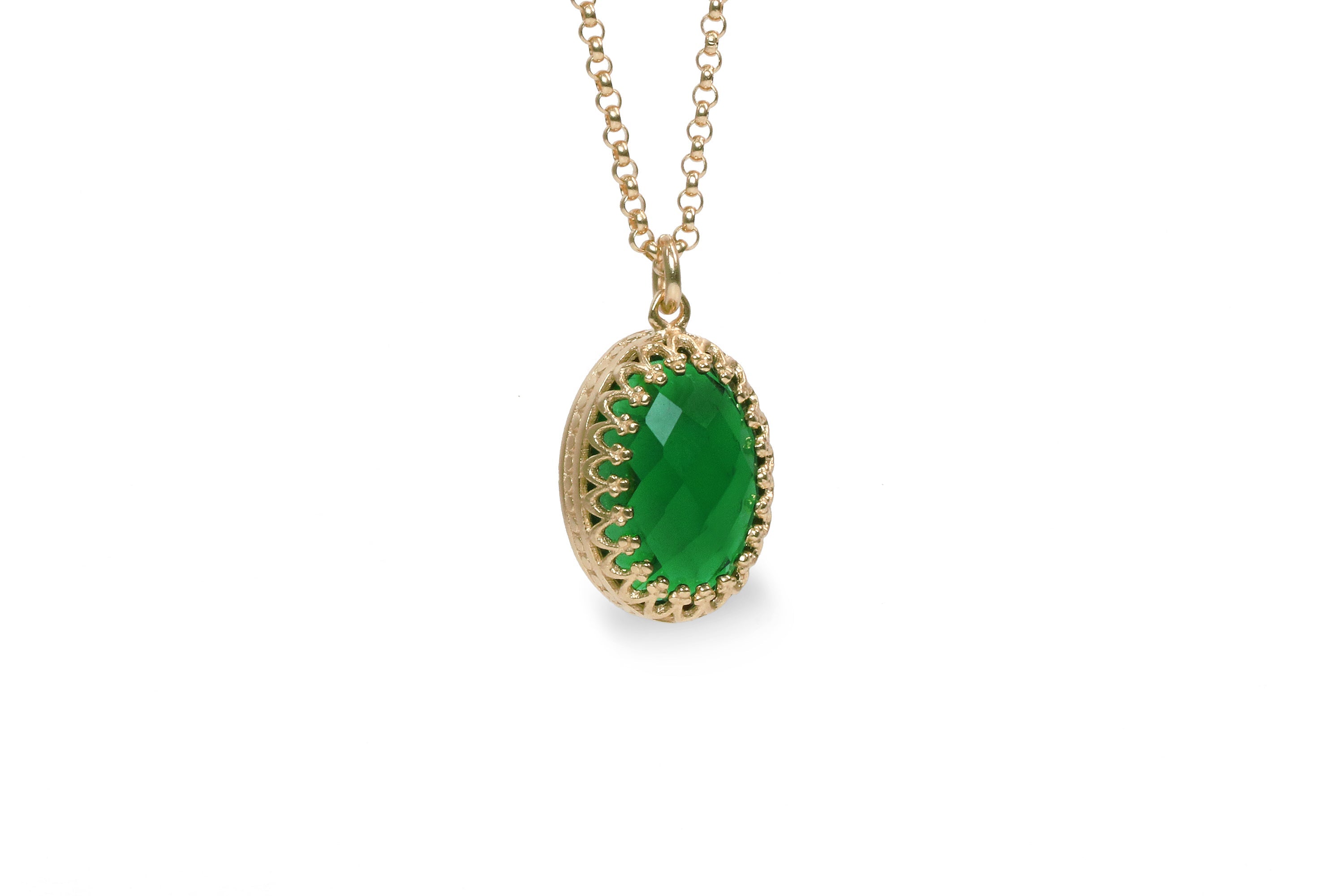 Intricate Emerald Necklace in 14k Gold necklaces Anemone Jewelry