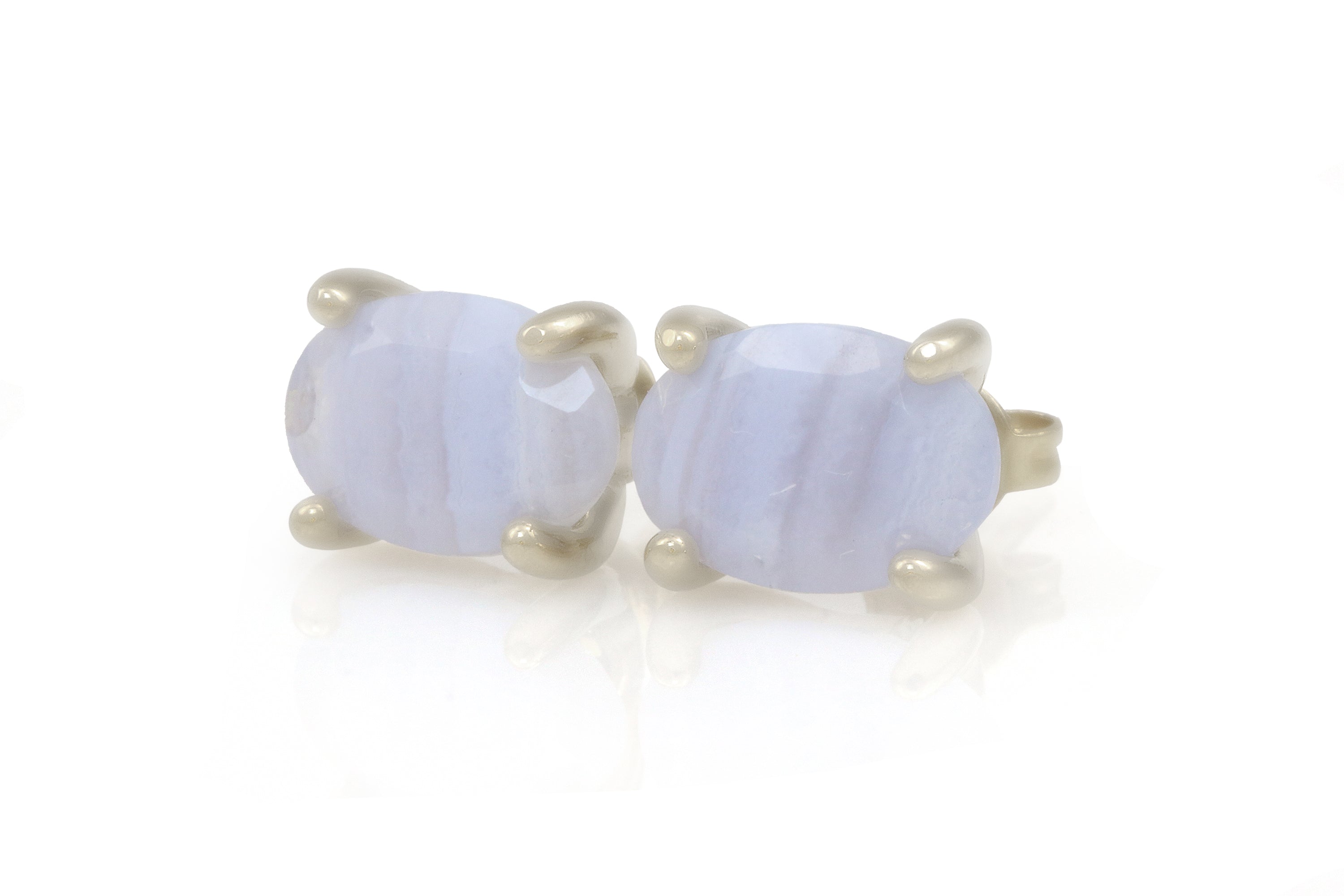 Delicate Blue Lace Agate Gold Earrings Earrings Anemone Unique