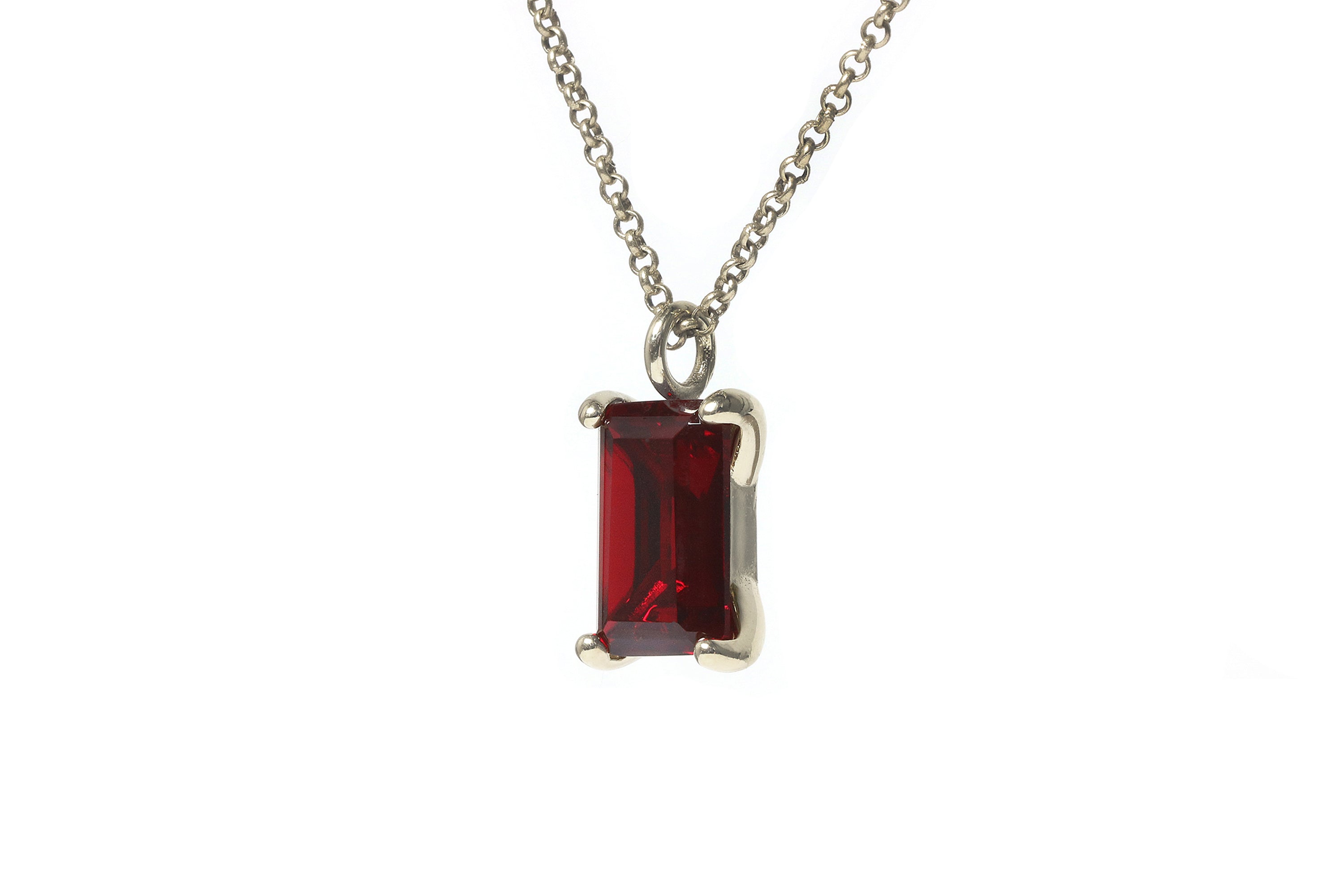 Sterling Silver Garnet Pendant Necklace necklaces Anemone Unique