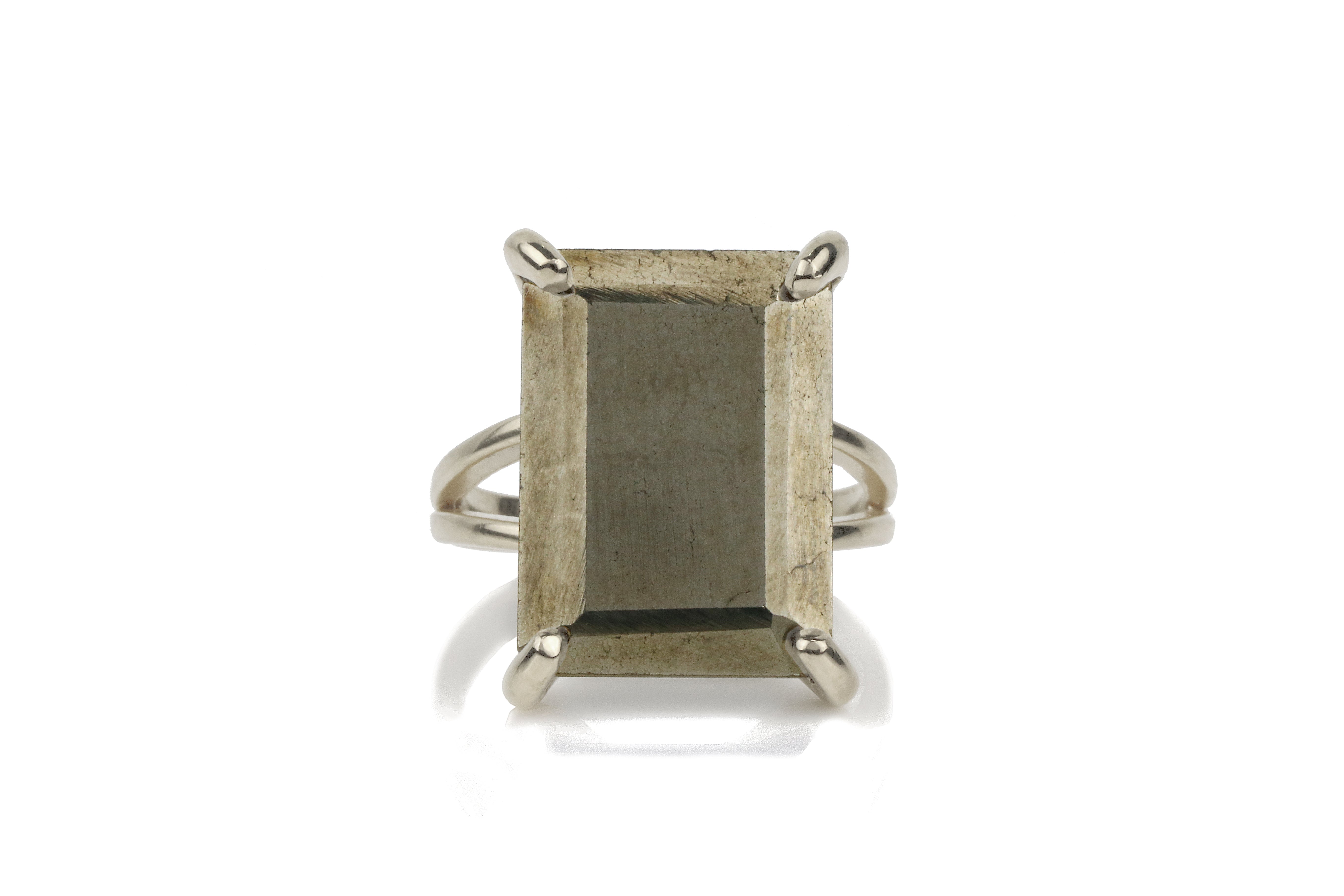 Natural Pyrite Gemstone Rectangle Ring Rings Anemone Jewelry