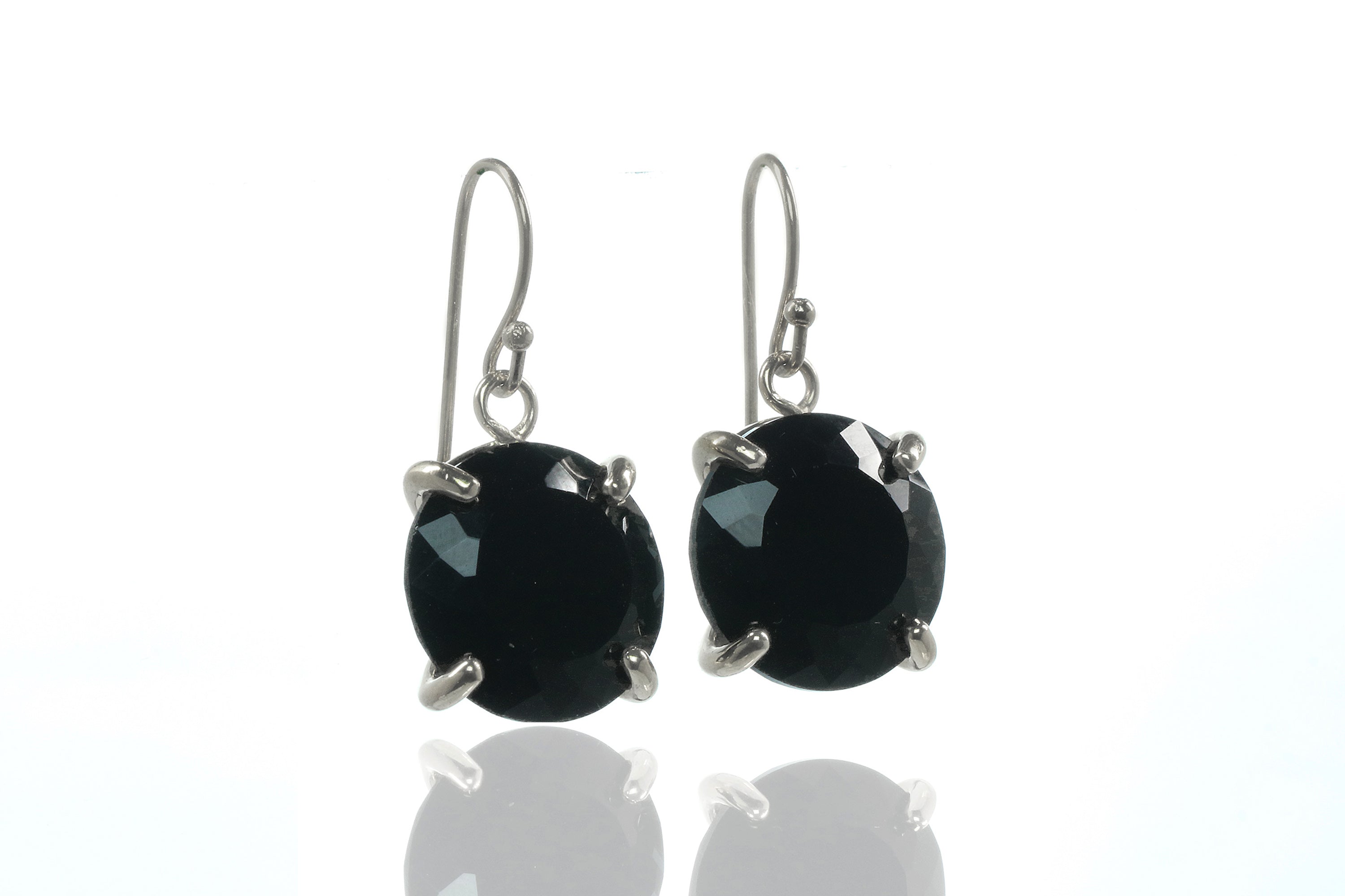 Bold Black Onyx Earrings in Sterling Silver Earrings Anemone Jewelry