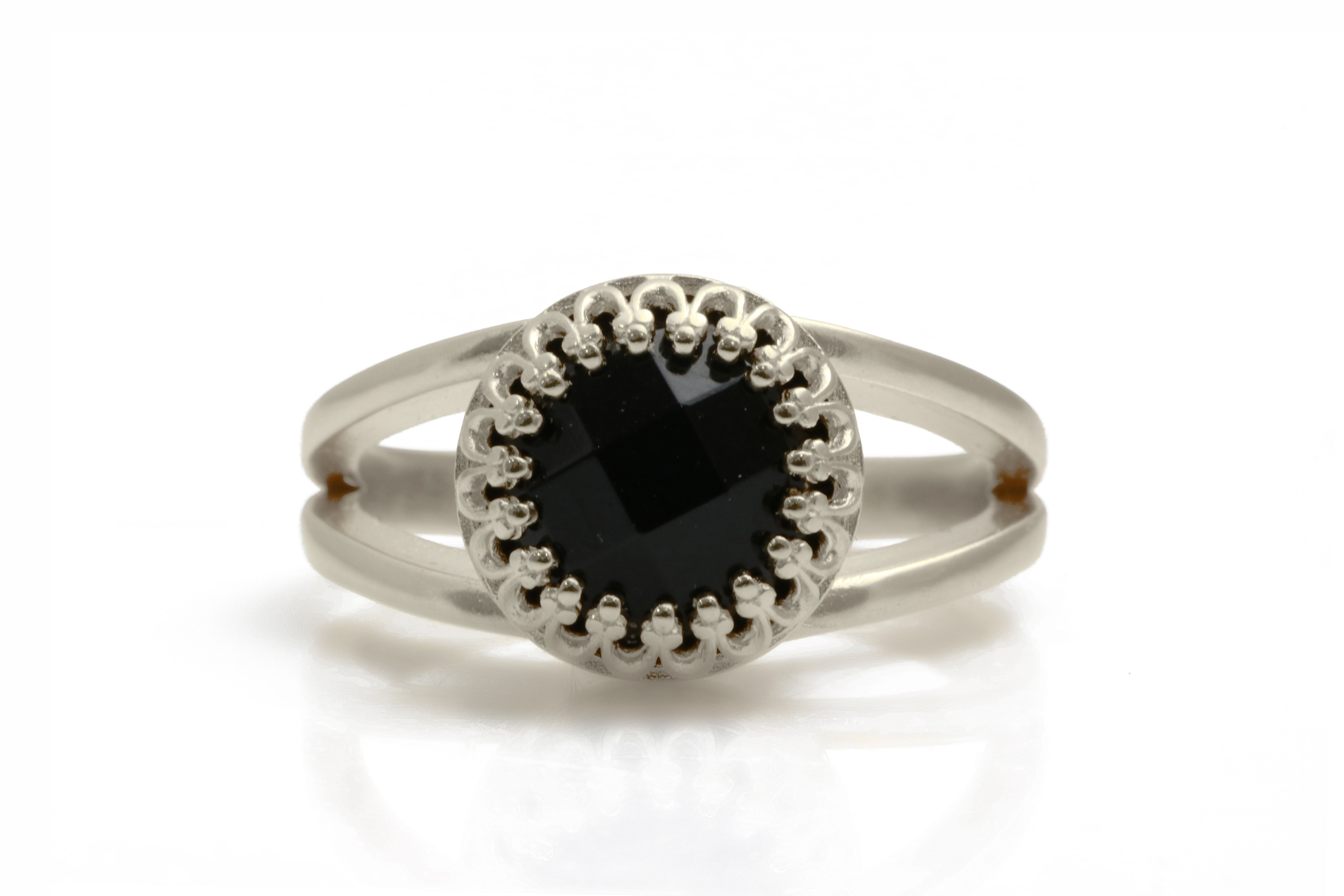 Black Onyx Ring in Sterling Silver Rings Anemone Jewelry