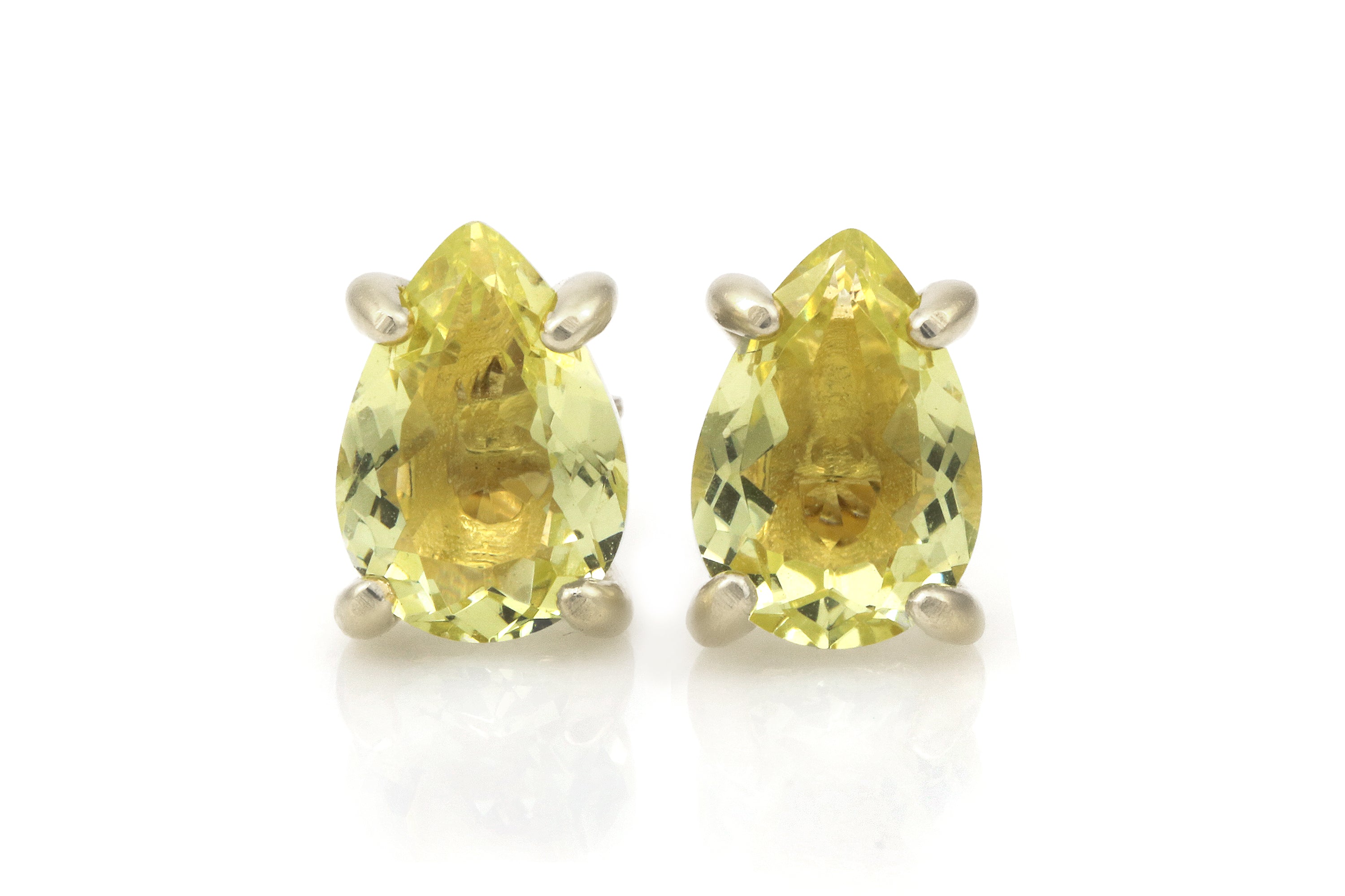 Brilliant Yellow Quartz Earrings in Gold Studs Earrings Anemone Unique